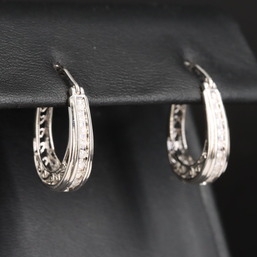 Diamond Hoop Earrings in Sterling