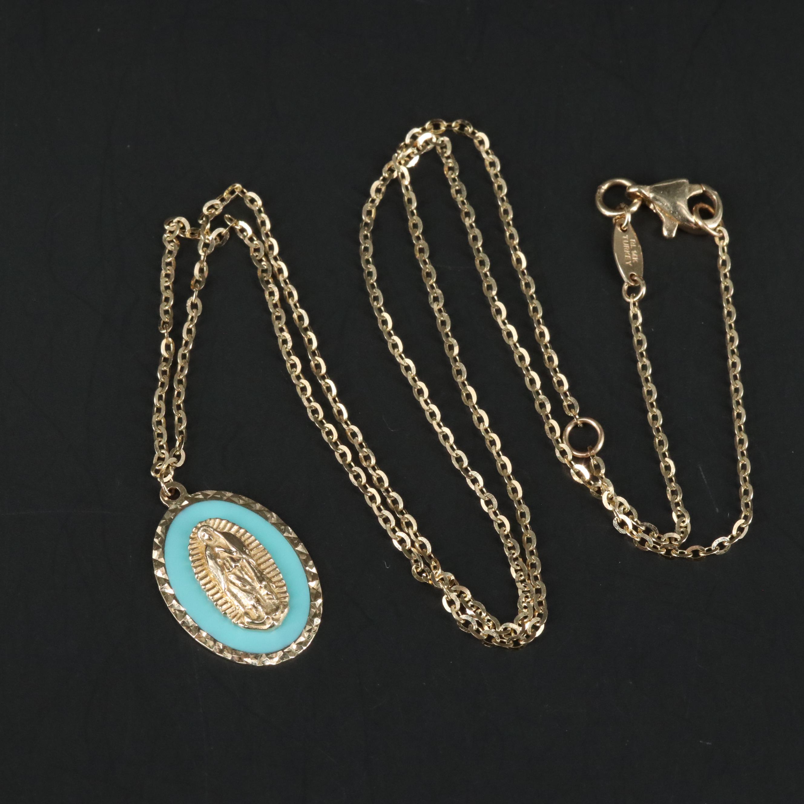 14K Oval Pendant Necklace