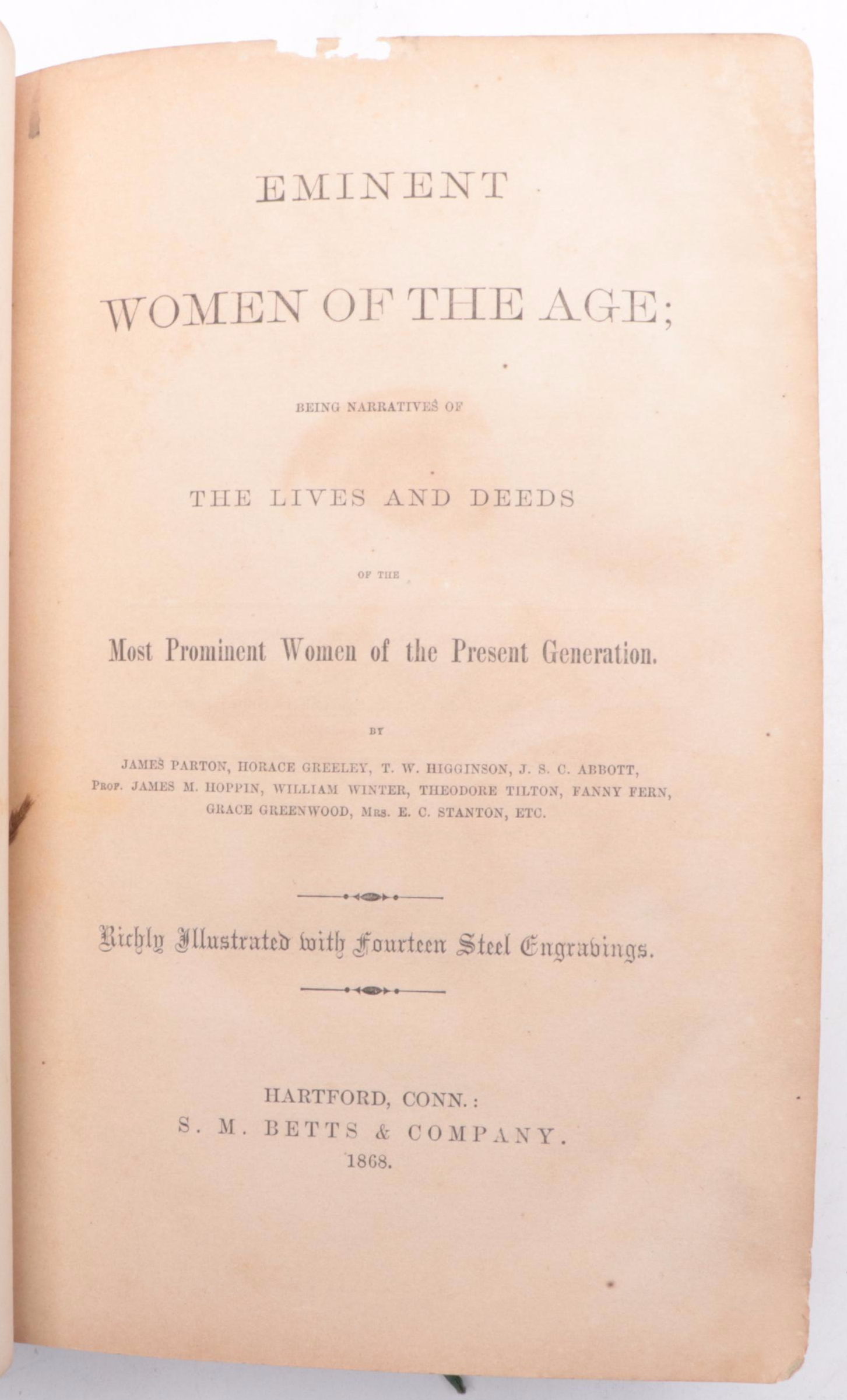 Illustrated "Eminent Women of the Age" by James Parton, 1868