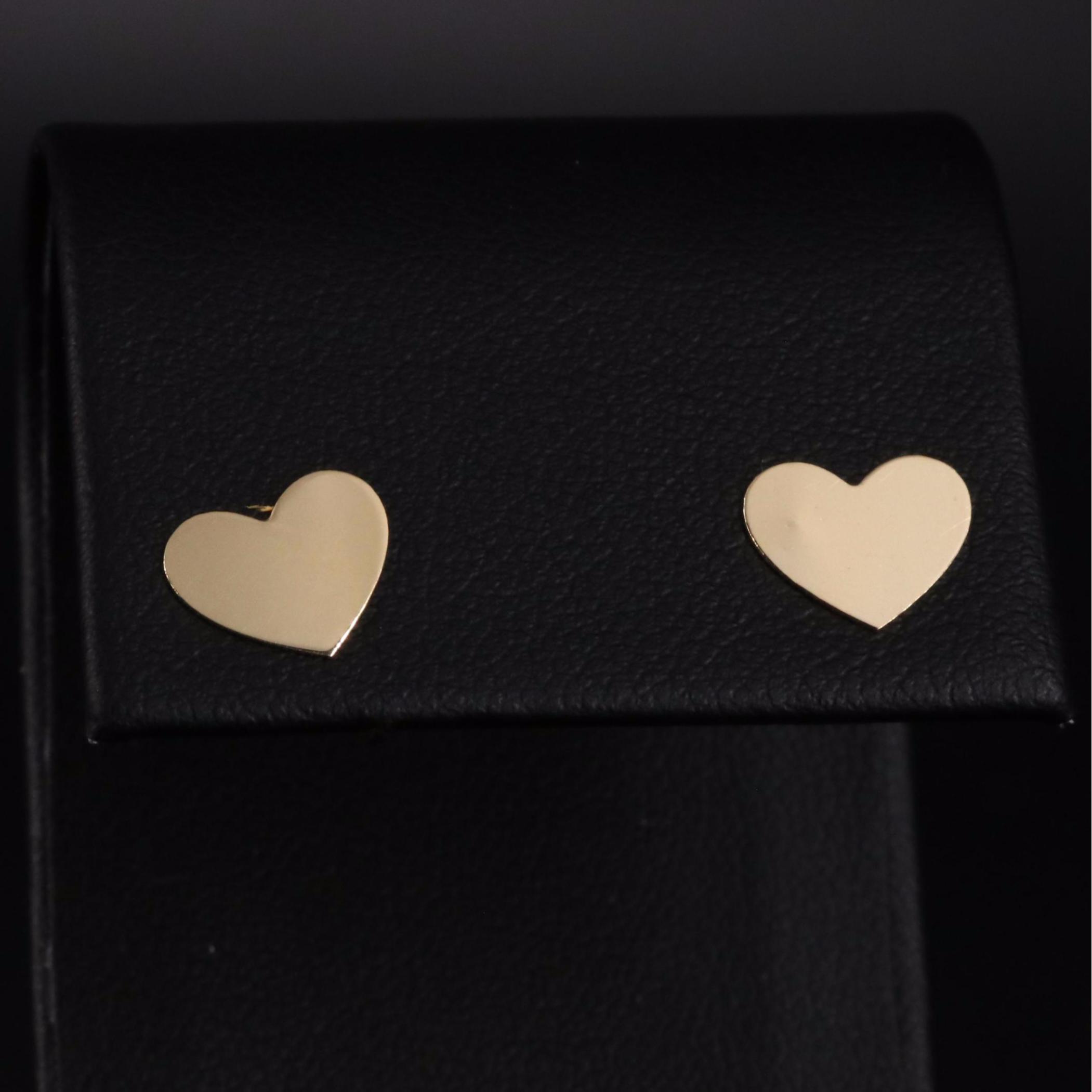 14K Heart Stud Earrings