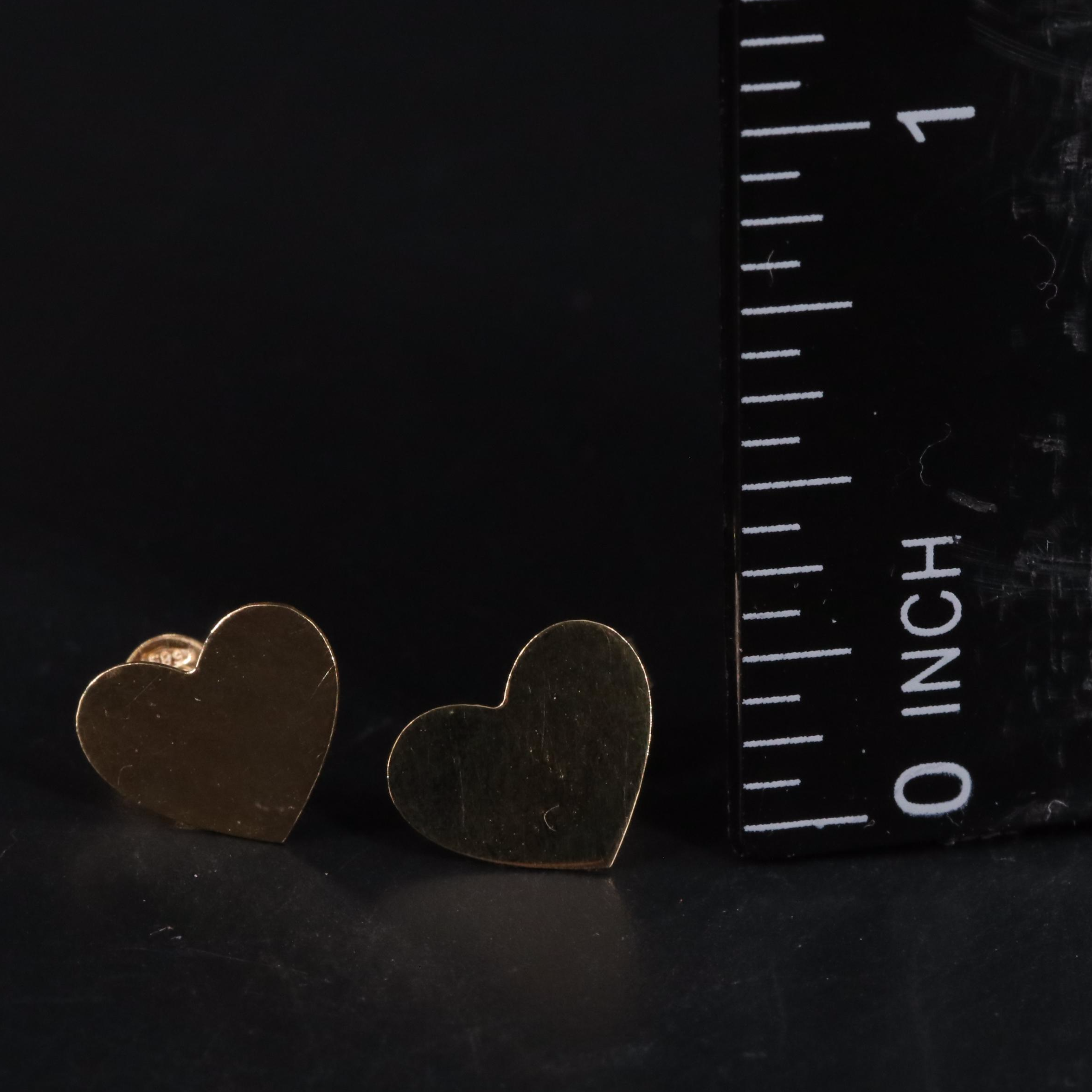 14K Heart Stud Earrings