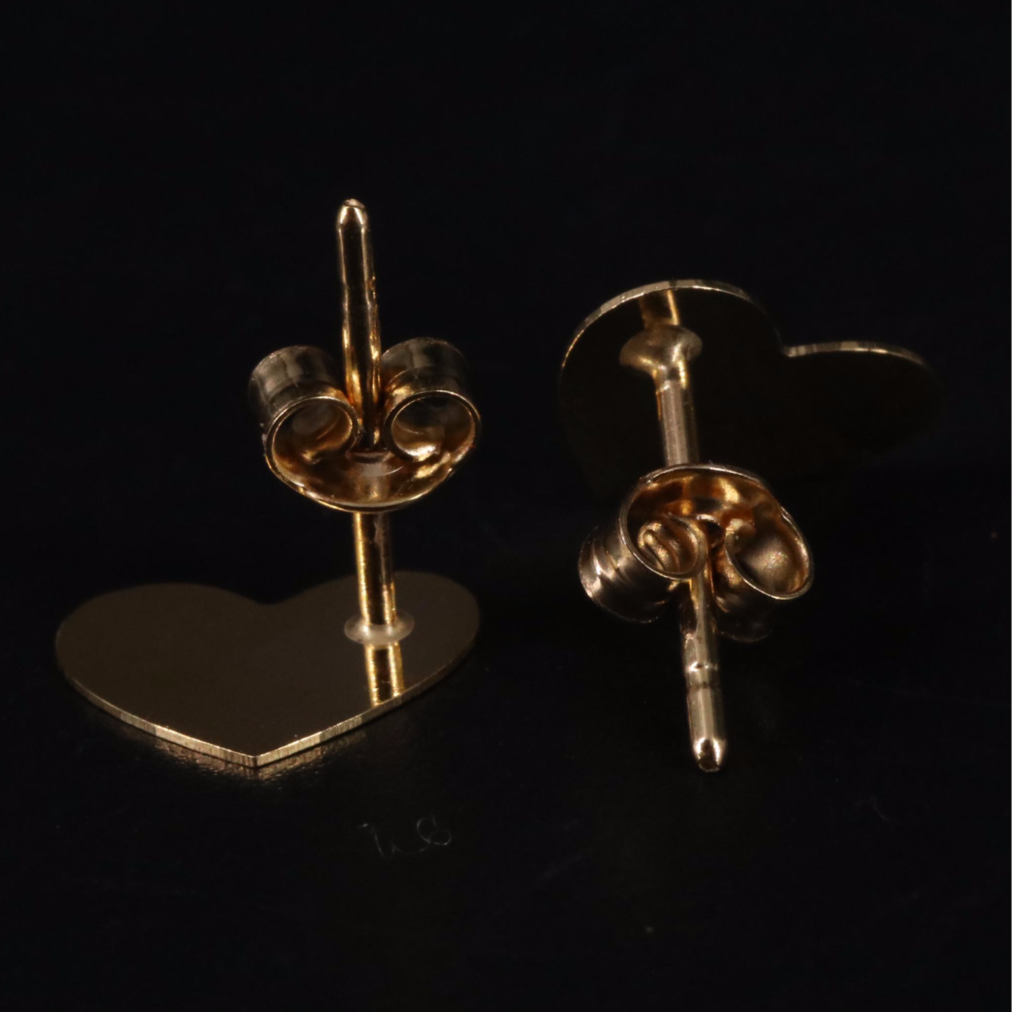 14K Heart Stud Earrings