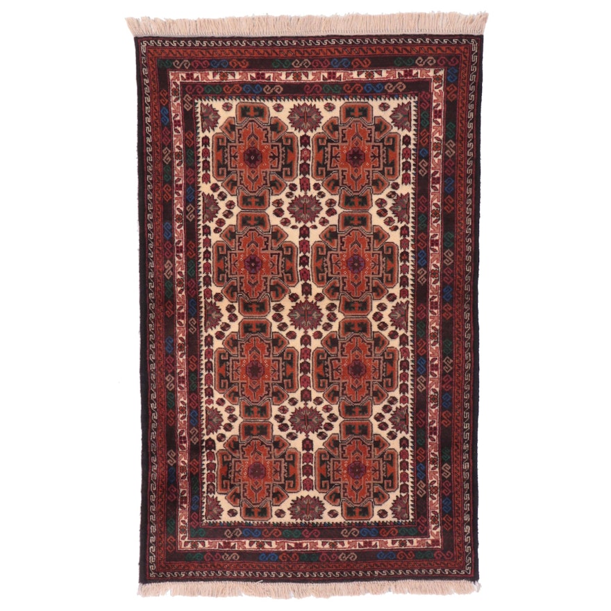 4' x 6'10 Hand-Knotted Pakistani Kazak Area Rug