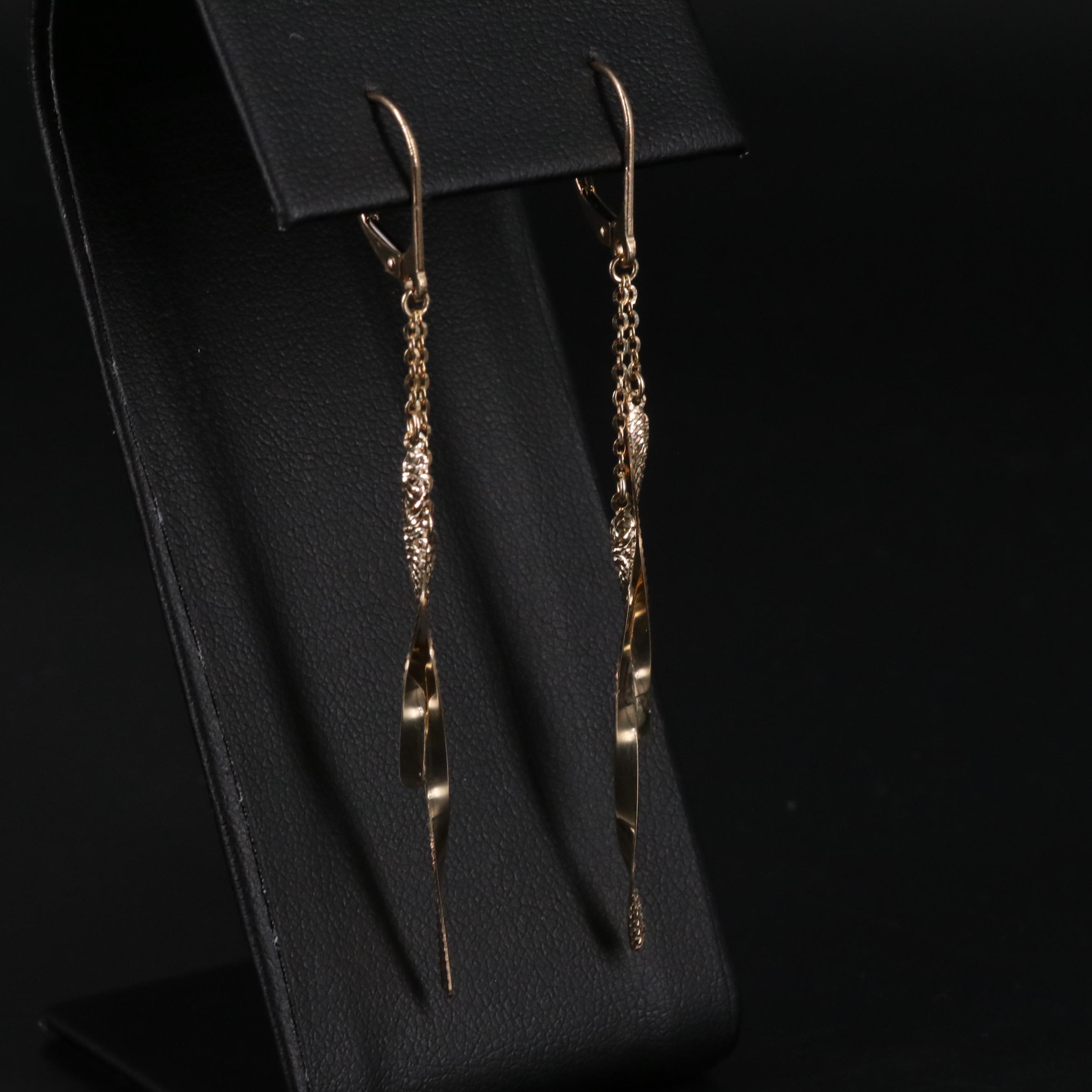 14K Twisted Dangle Earrings