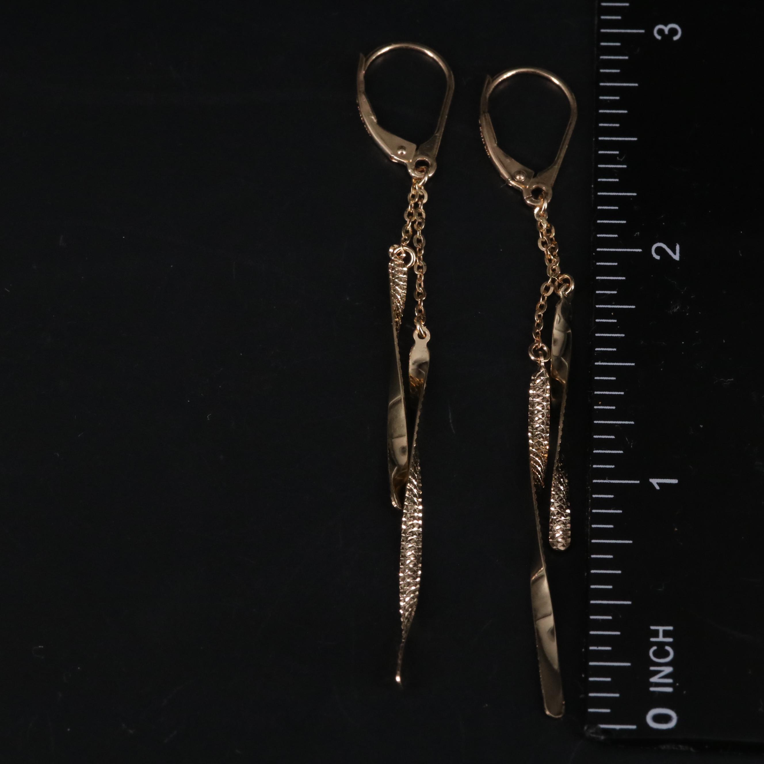 14K Twisted Dangle Earrings