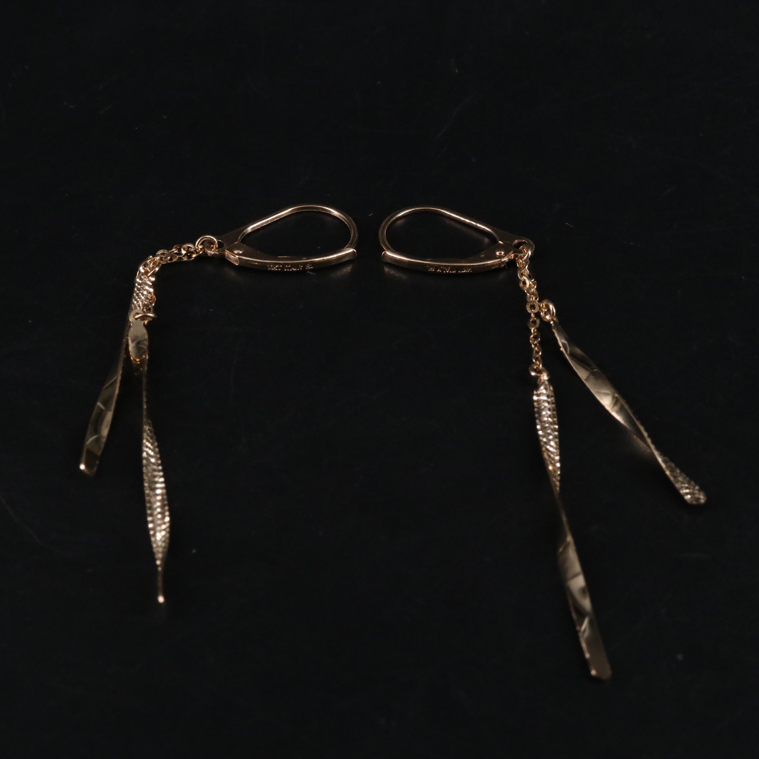 14K Twisted Dangle Earrings