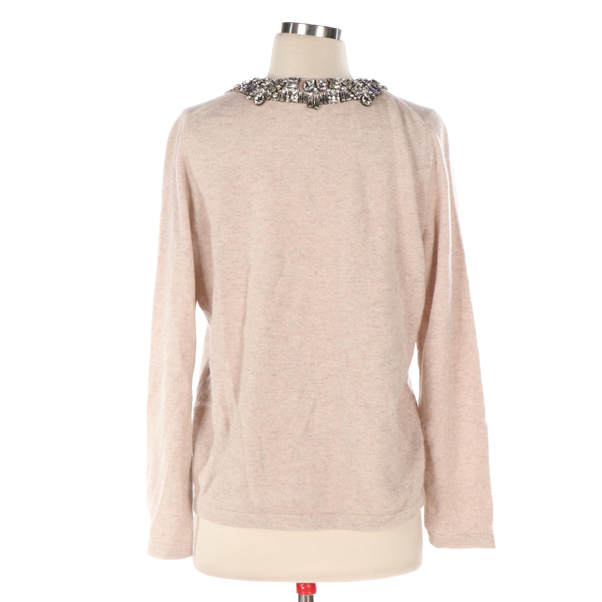 Pure Collection Embellished Cashmere Blend Cardigan with Metallic Flecks