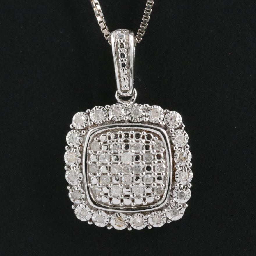 Sterling Diamond Pendant Necklace