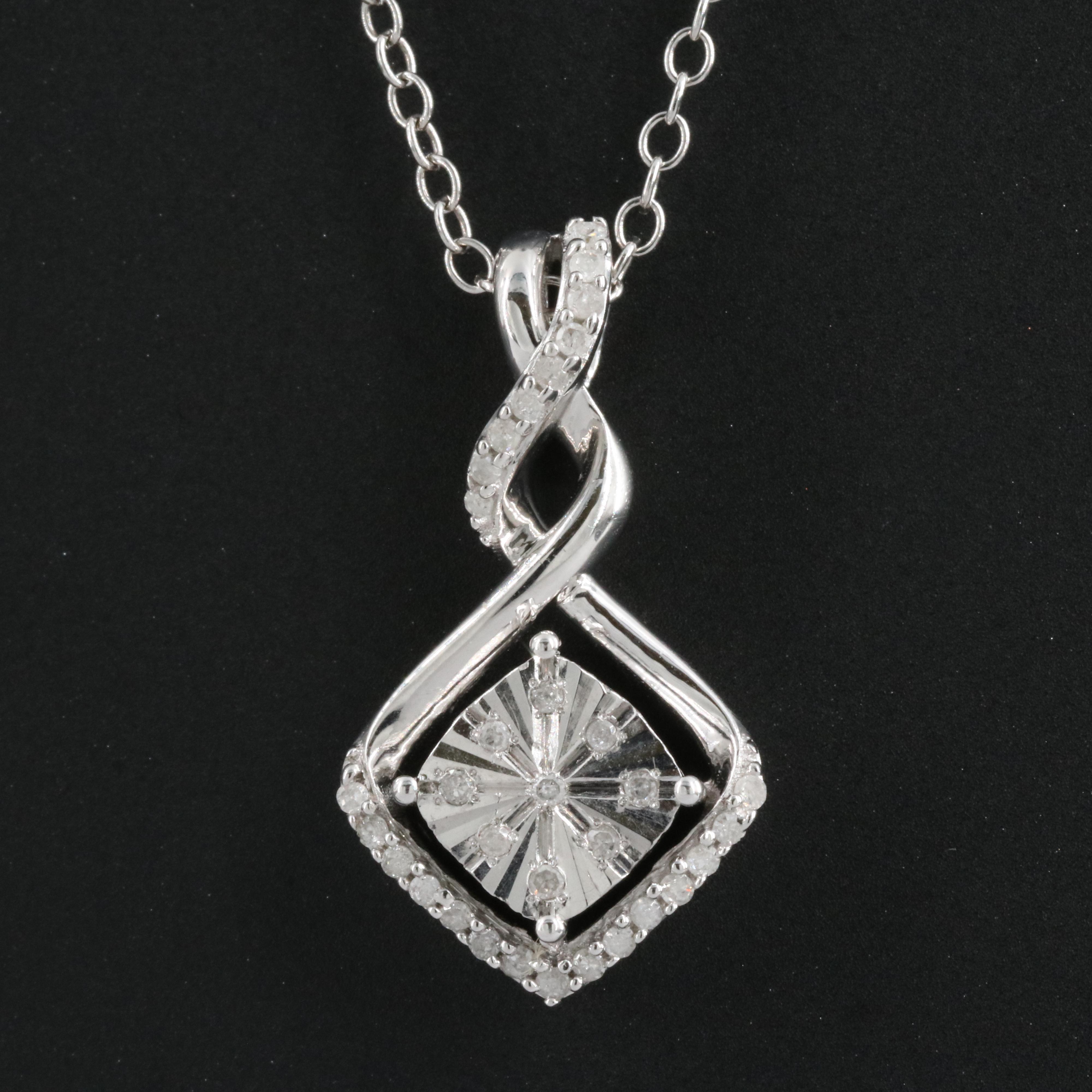 Sterling Diamond Pendant Necklace