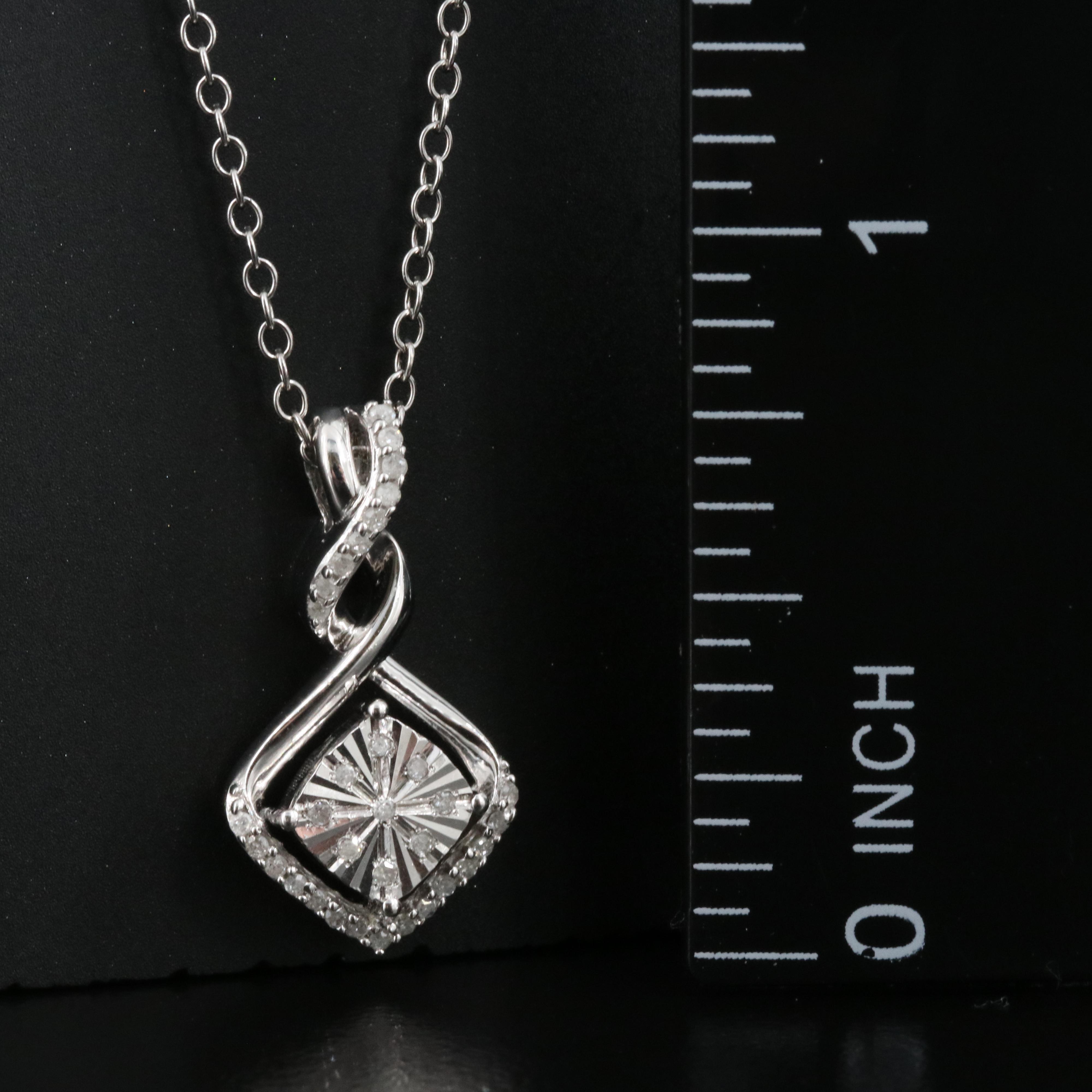 Sterling Diamond Pendant Necklace
