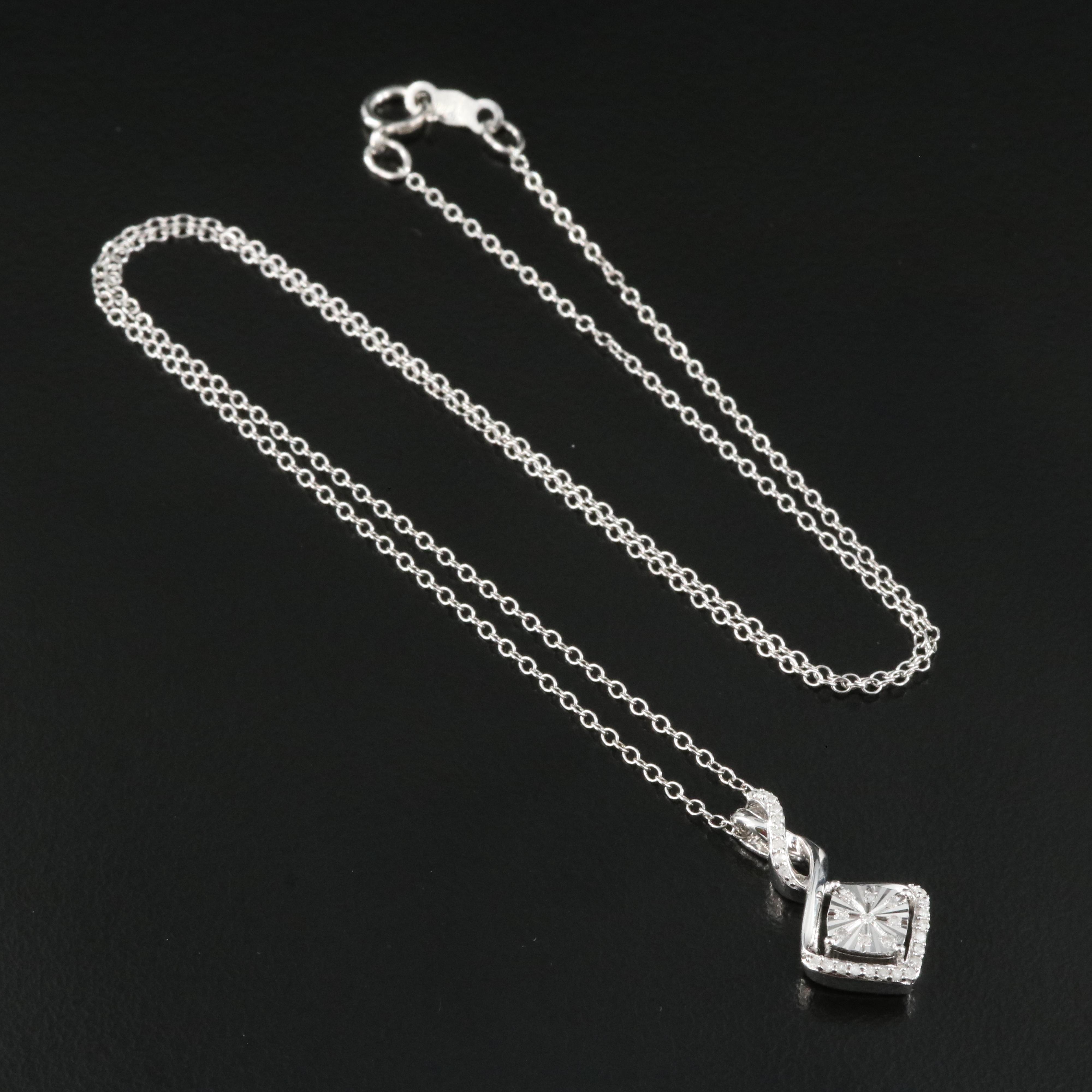 Sterling Diamond Pendant Necklace
