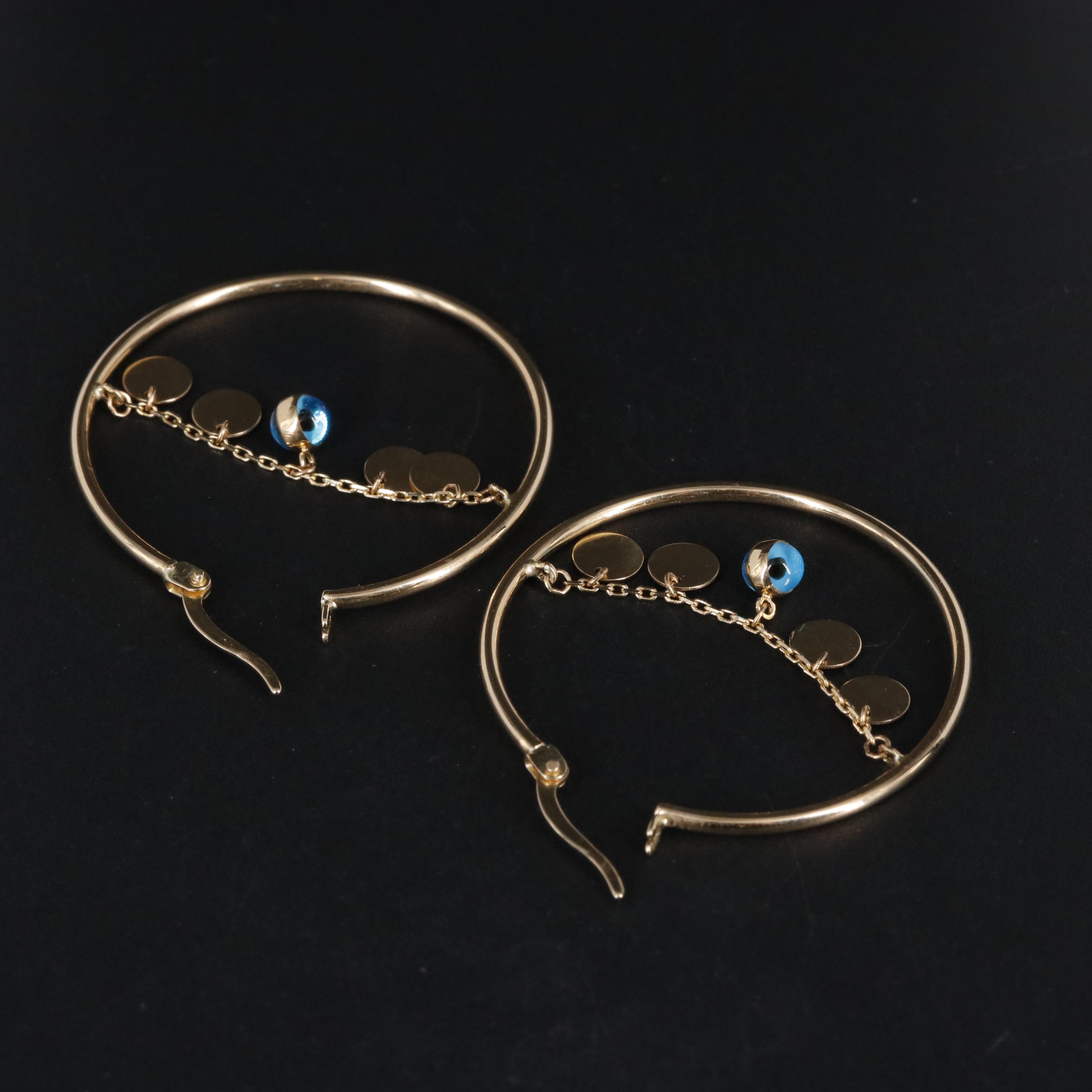 14K Sequin Chain in Hoop Earrings