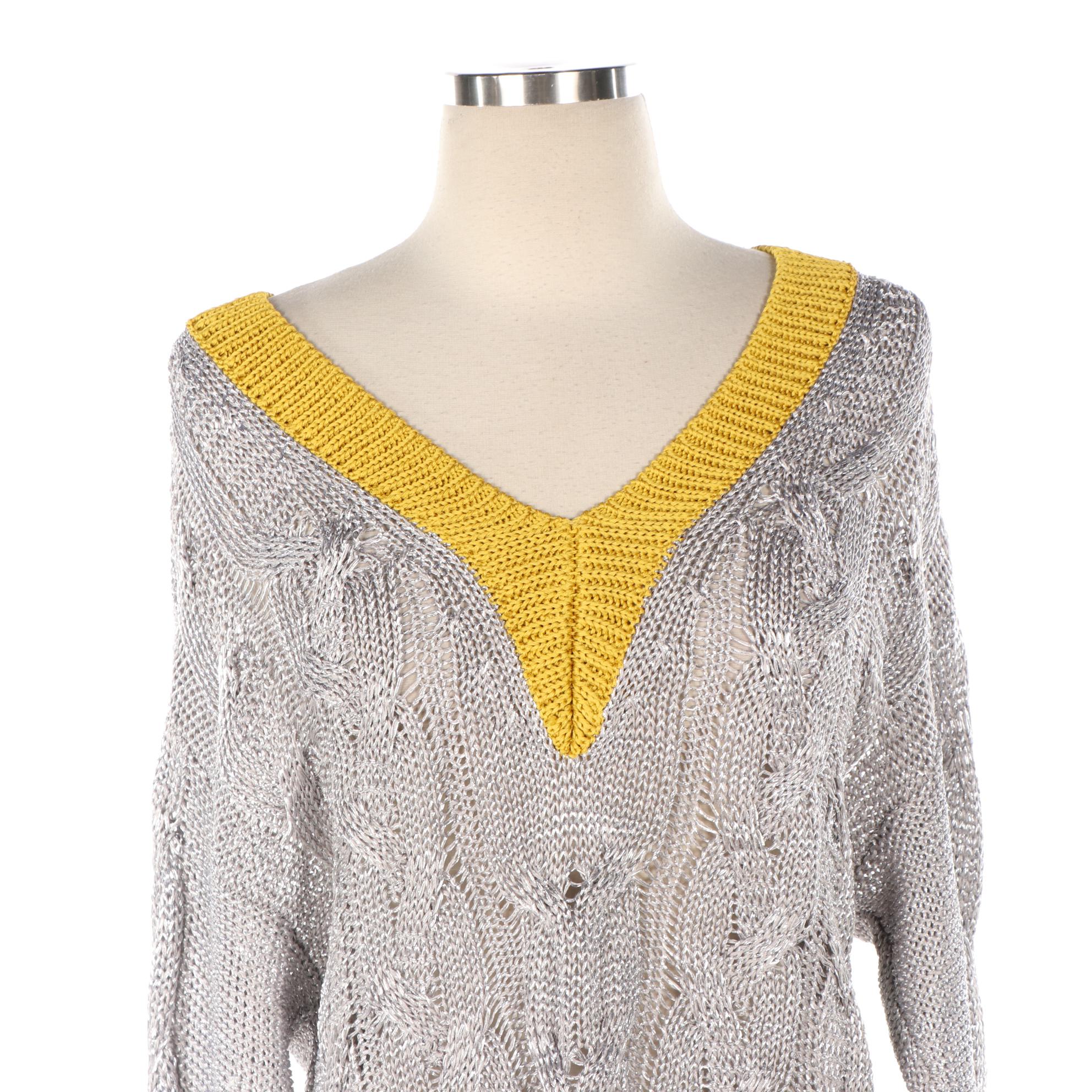 Rag & Bone Metallic Contrast Cable Knit Sweater