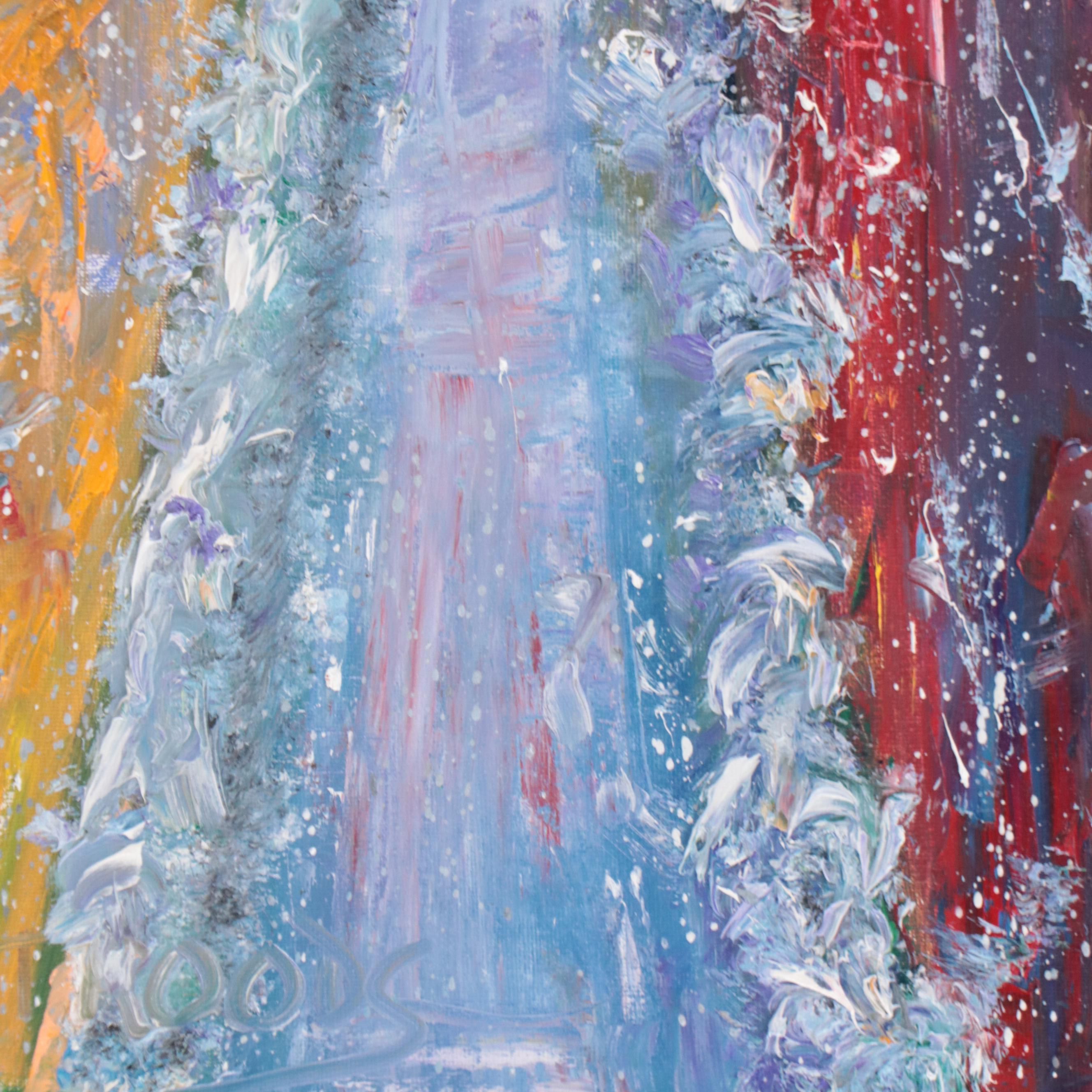 Patricia Nolan-Brown Oil Painting "Snowy Downtown," 2022