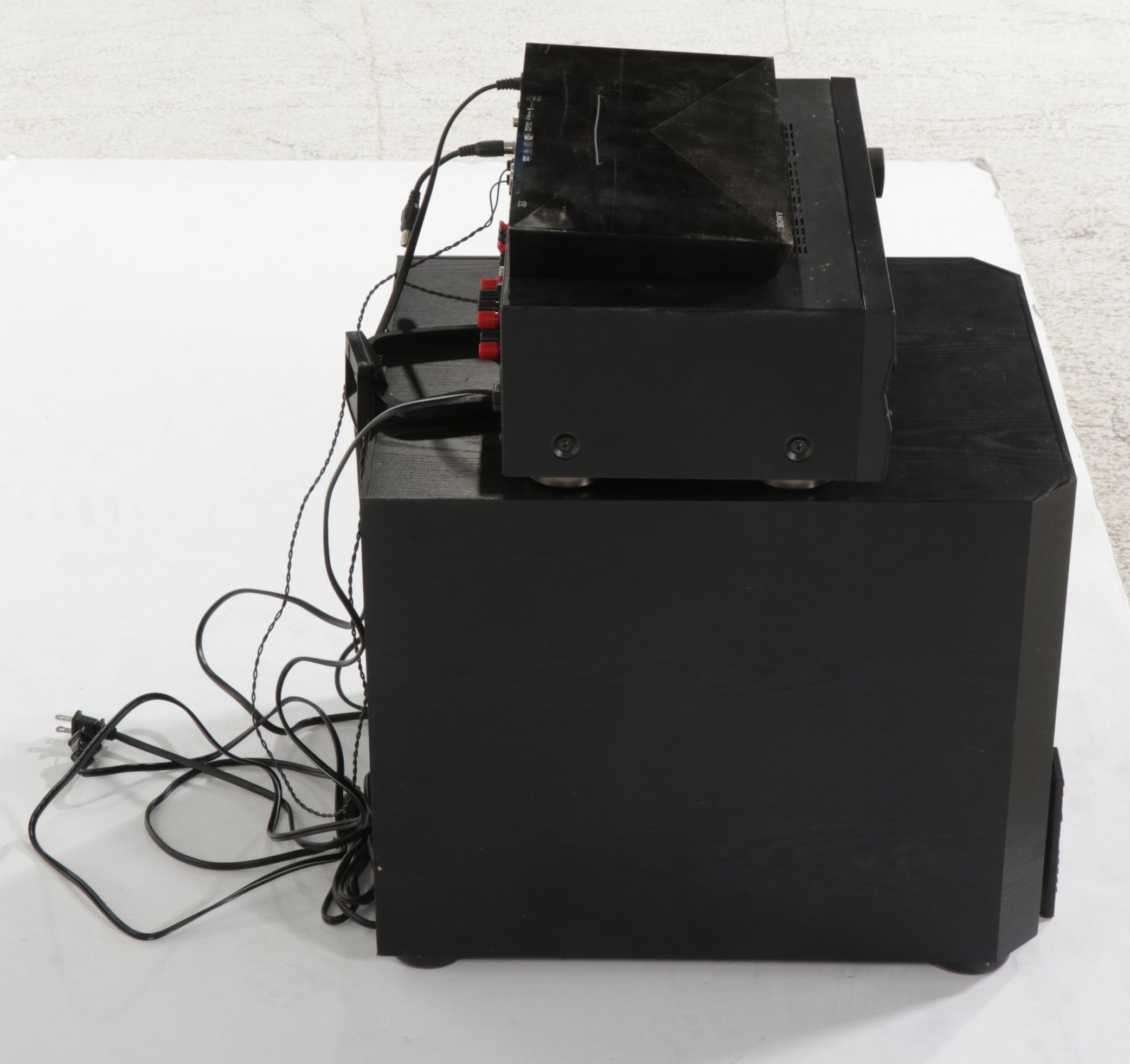 Paradigm PS-1000 Subwoofer Amp, Yamaha Stereo Receiver and Sony DVD Player