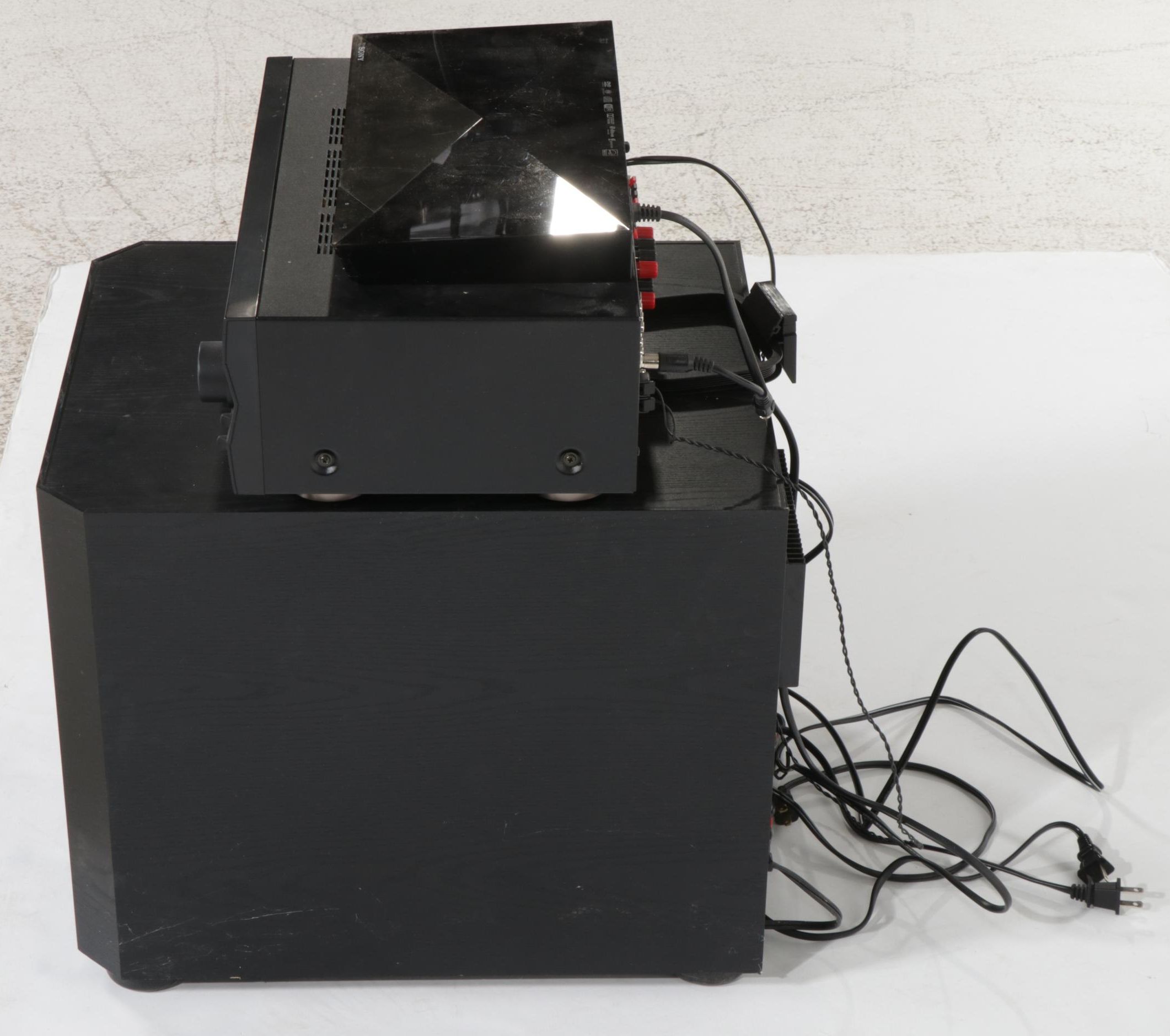 Paradigm PS-1000 Subwoofer Amp, Yamaha Stereo Receiver and Sony DVD Player