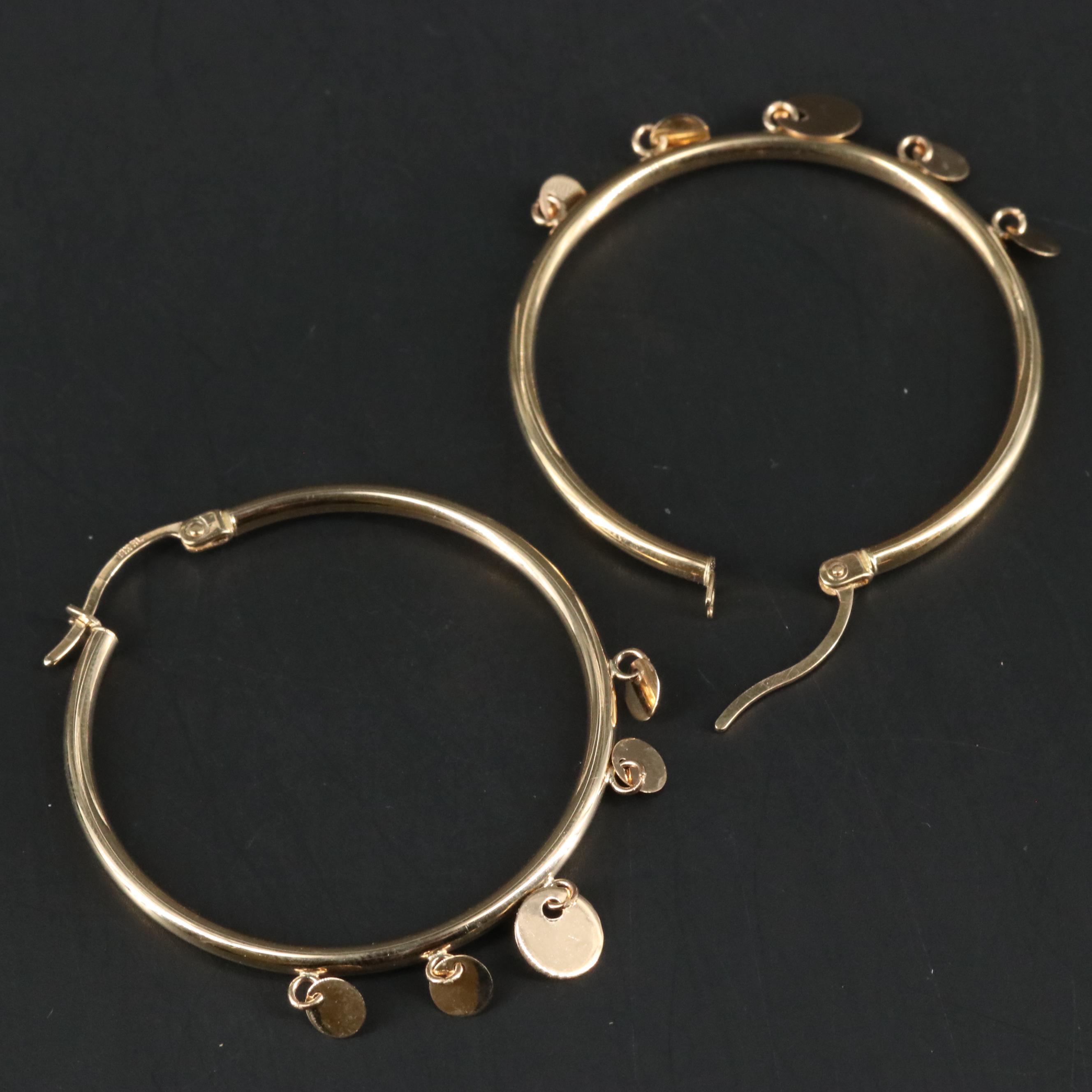 14K Hoop Disk Earrings