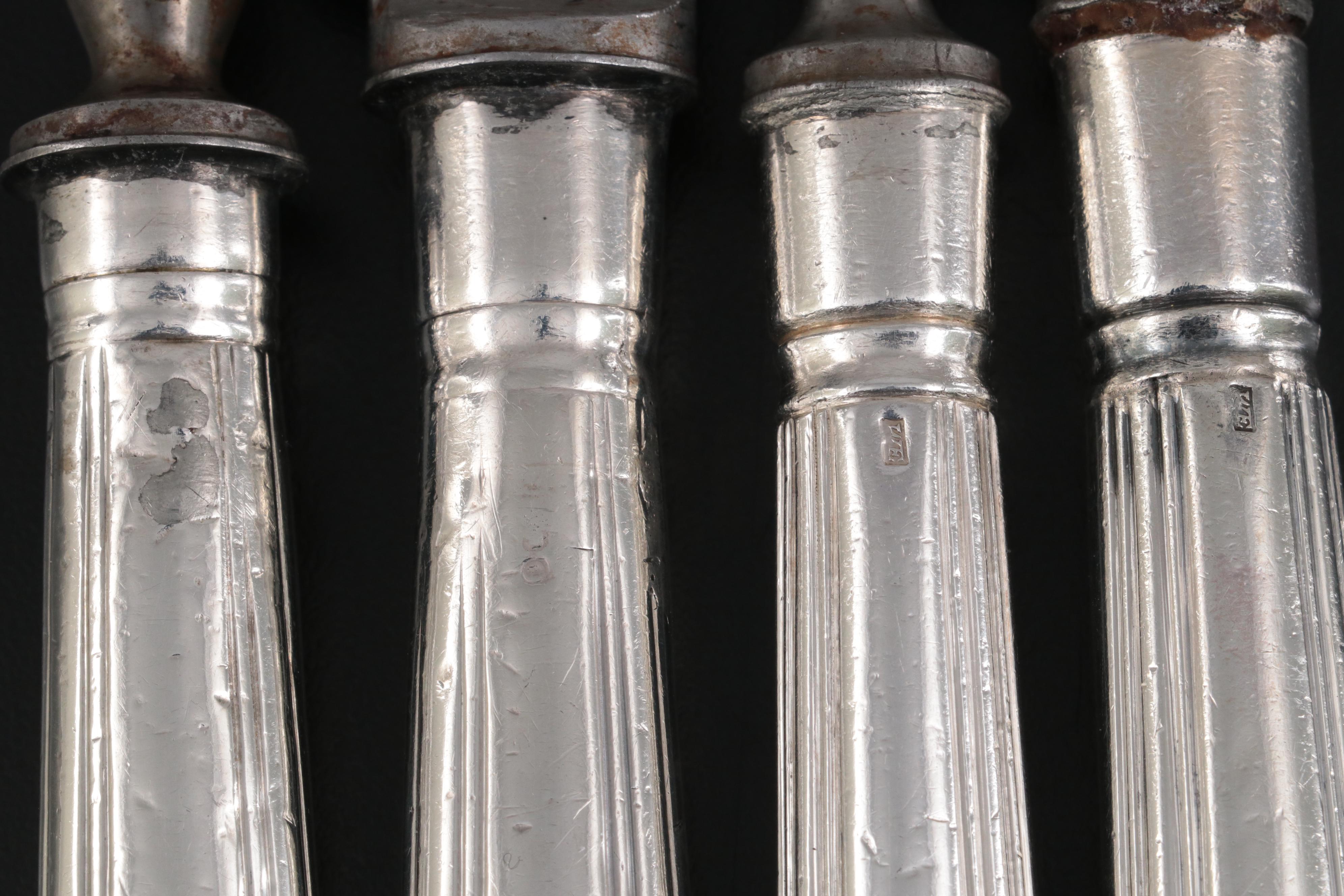 Moses Brant and Other English Sterling Handled Carving Sets, Early 19th Century