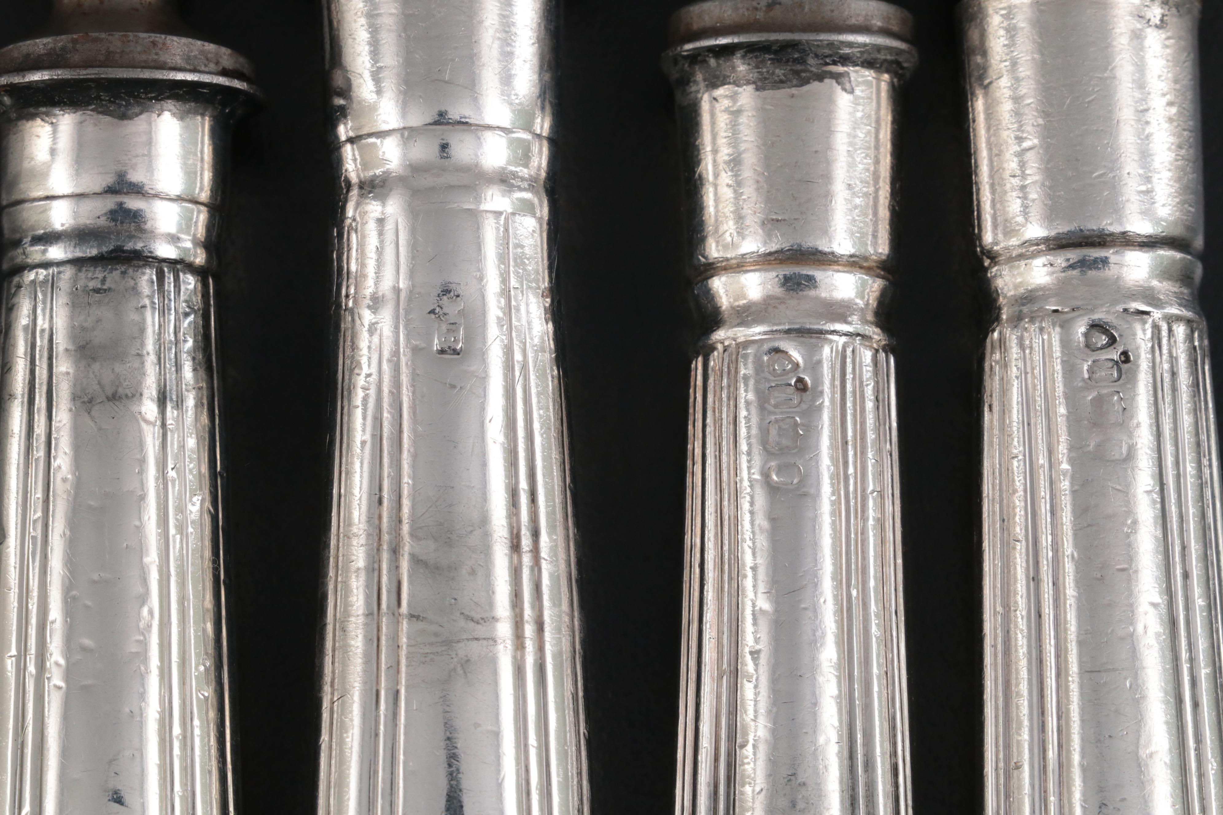 Moses Brant and Other English Sterling Handled Carving Sets, Early 19th Century