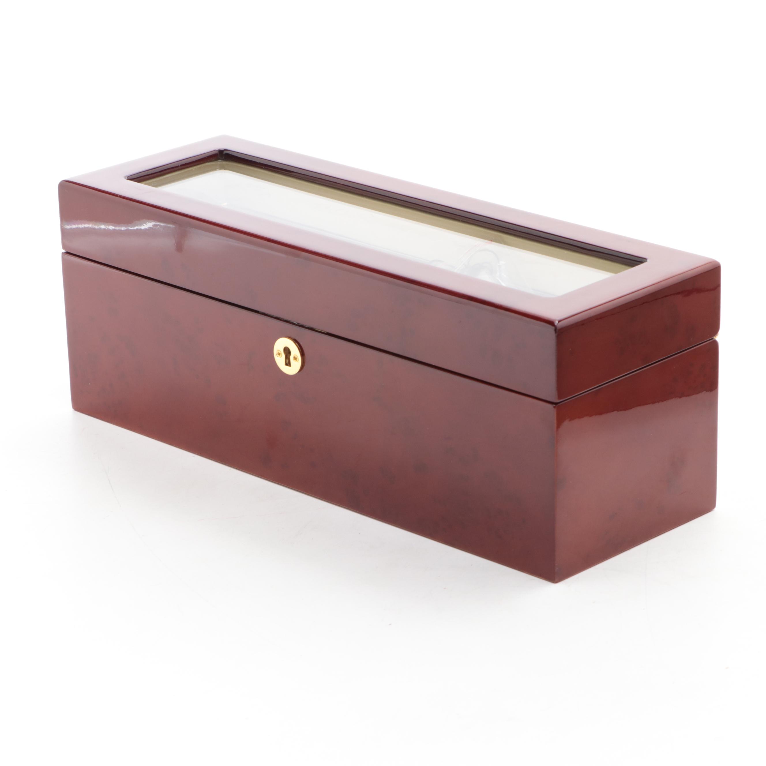 High Gloss Burl and Oak Finish Watch Cases