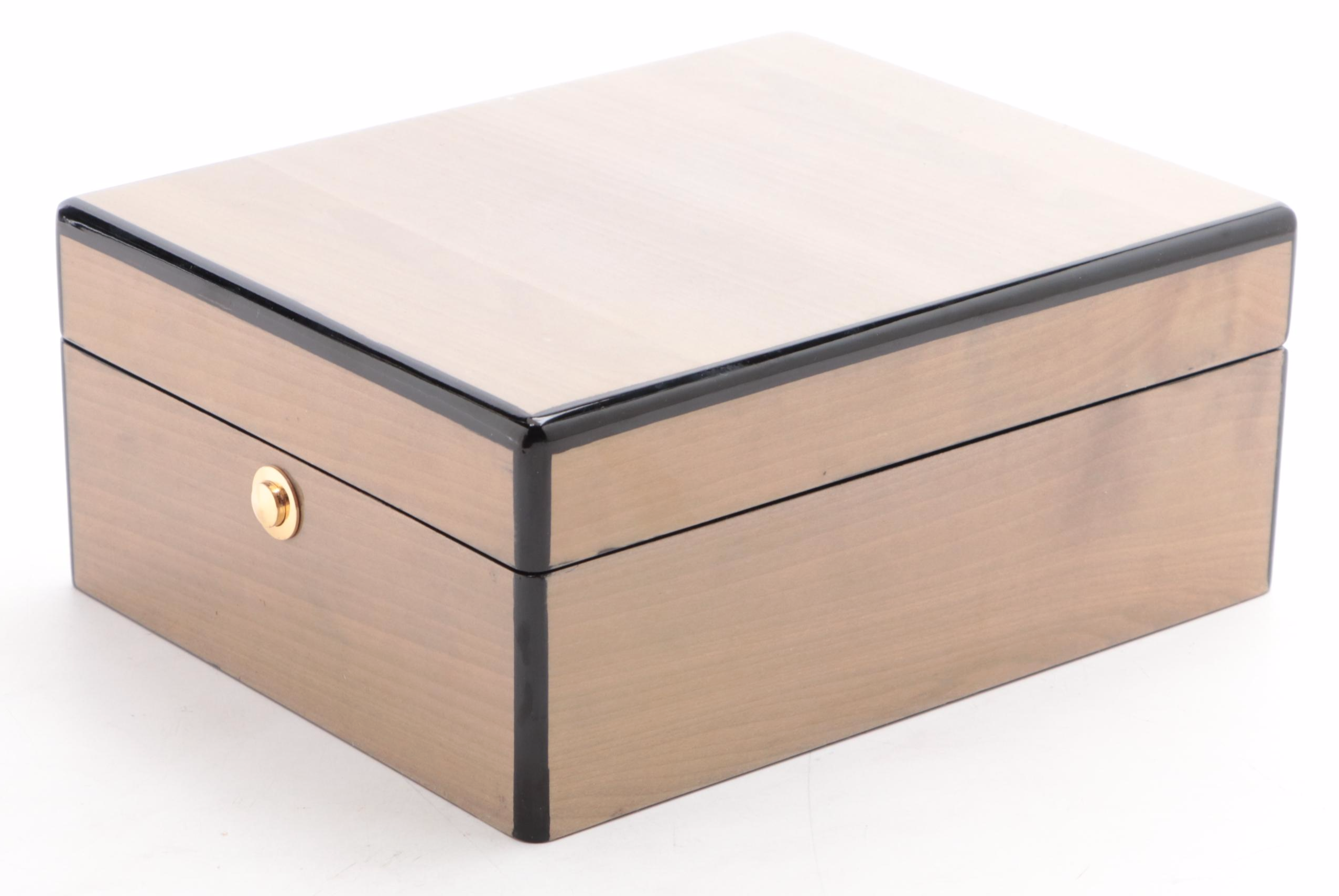 High Gloss Burl and Oak Finish Watch Cases