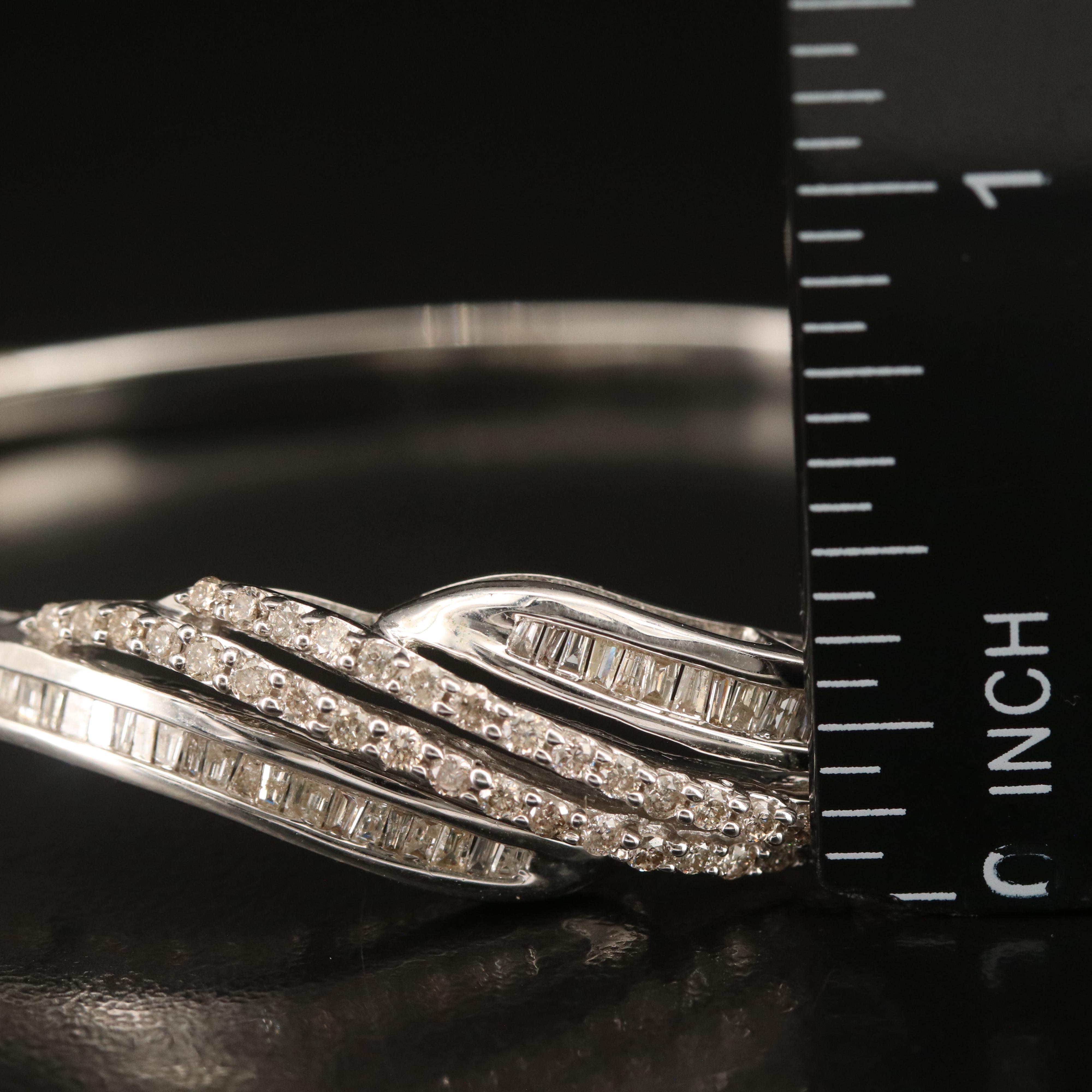 Sterling 1.00 CTW Diamond Hinged Bangle