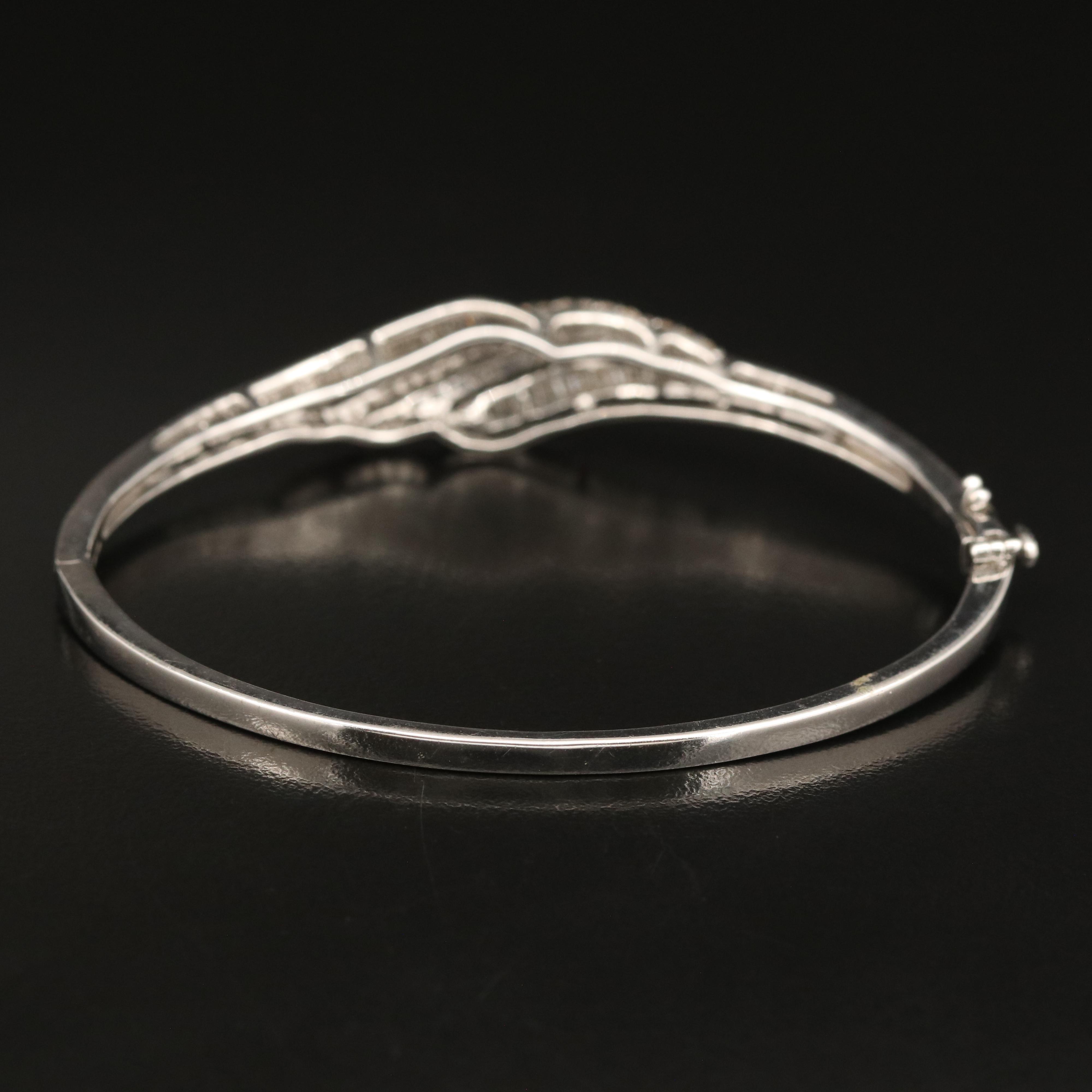 Sterling 1.00 CTW Diamond Hinged Bangle
