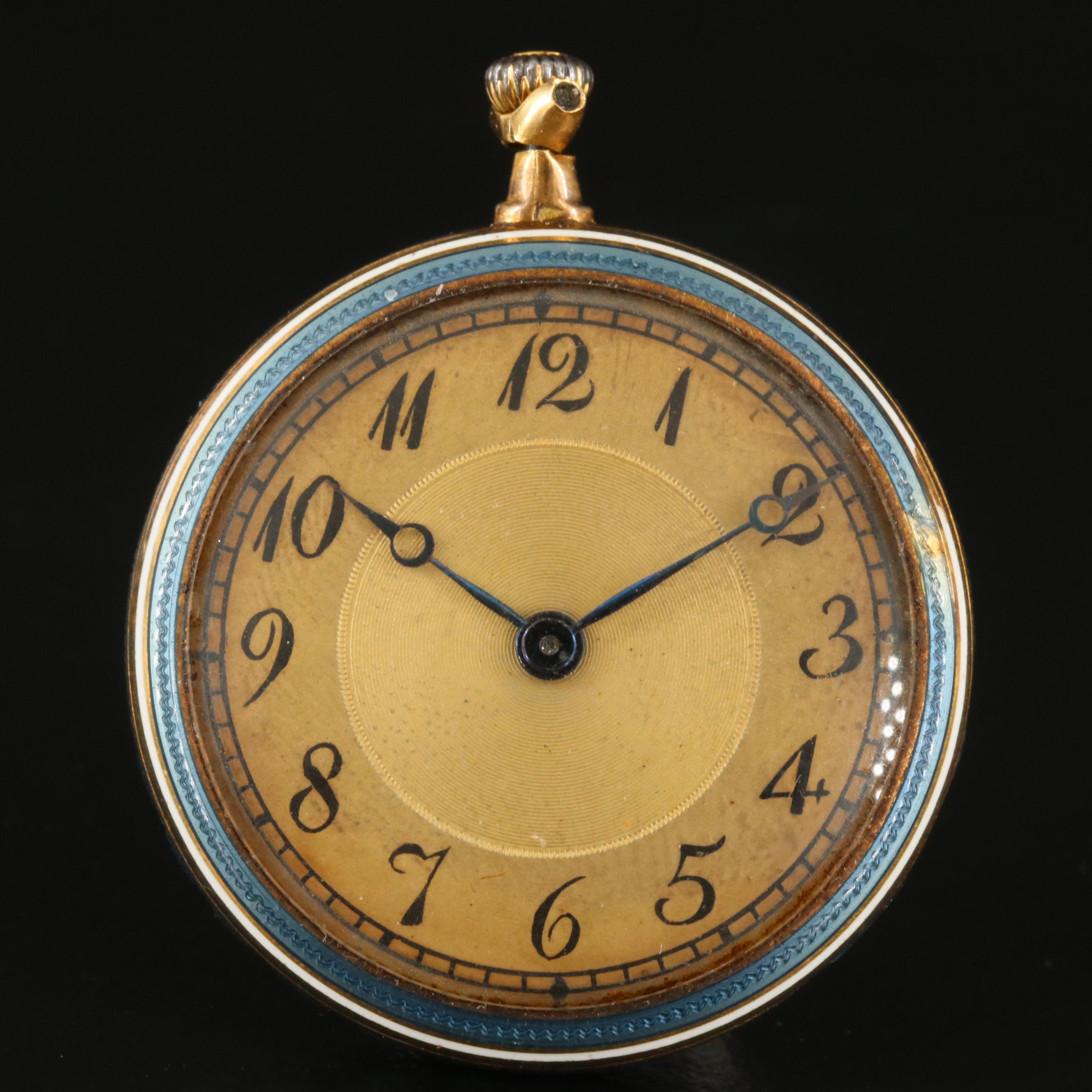 Verger 18K and Enamel Vintage Pendant Watch