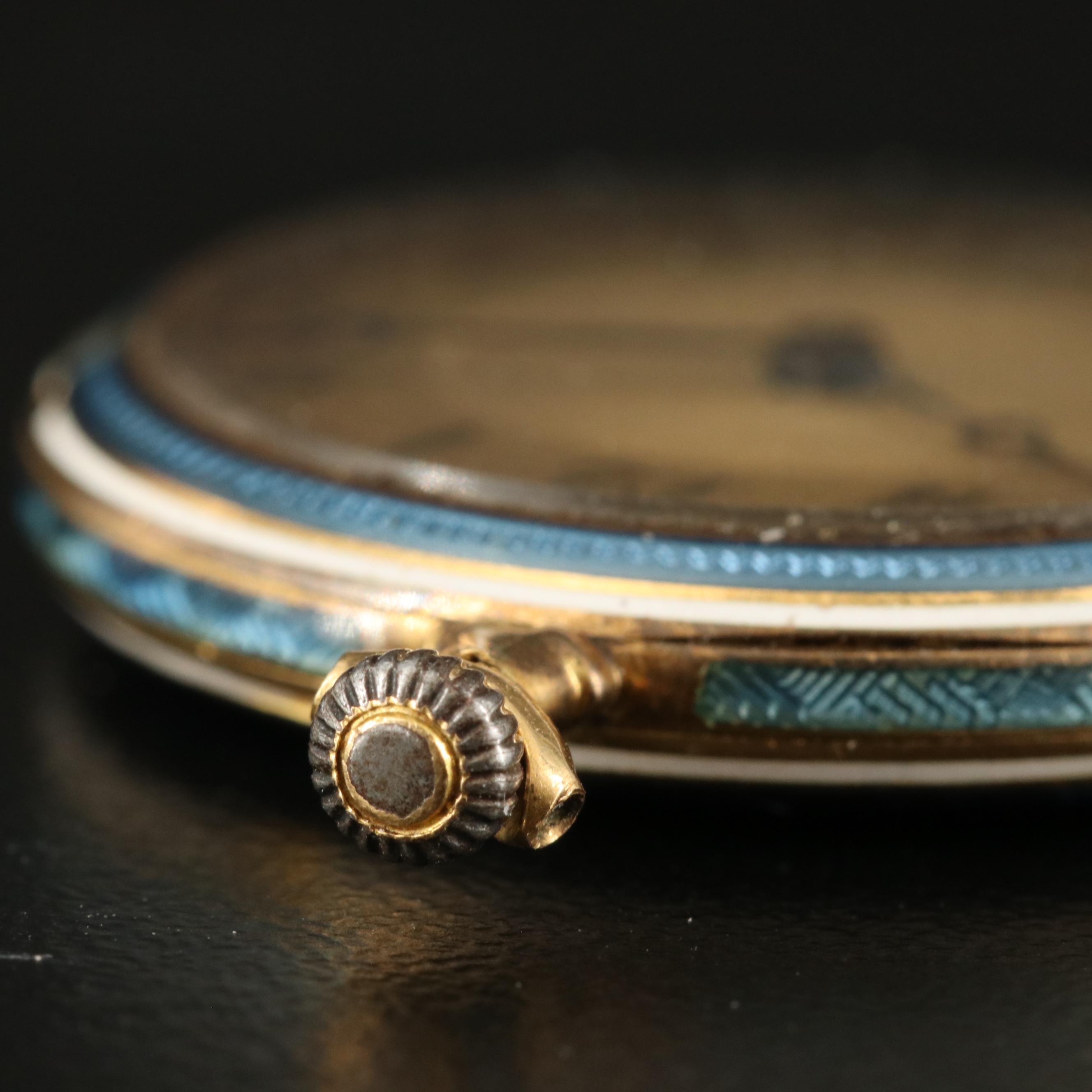 Verger 18K and Enamel Vintage Pendant Watch