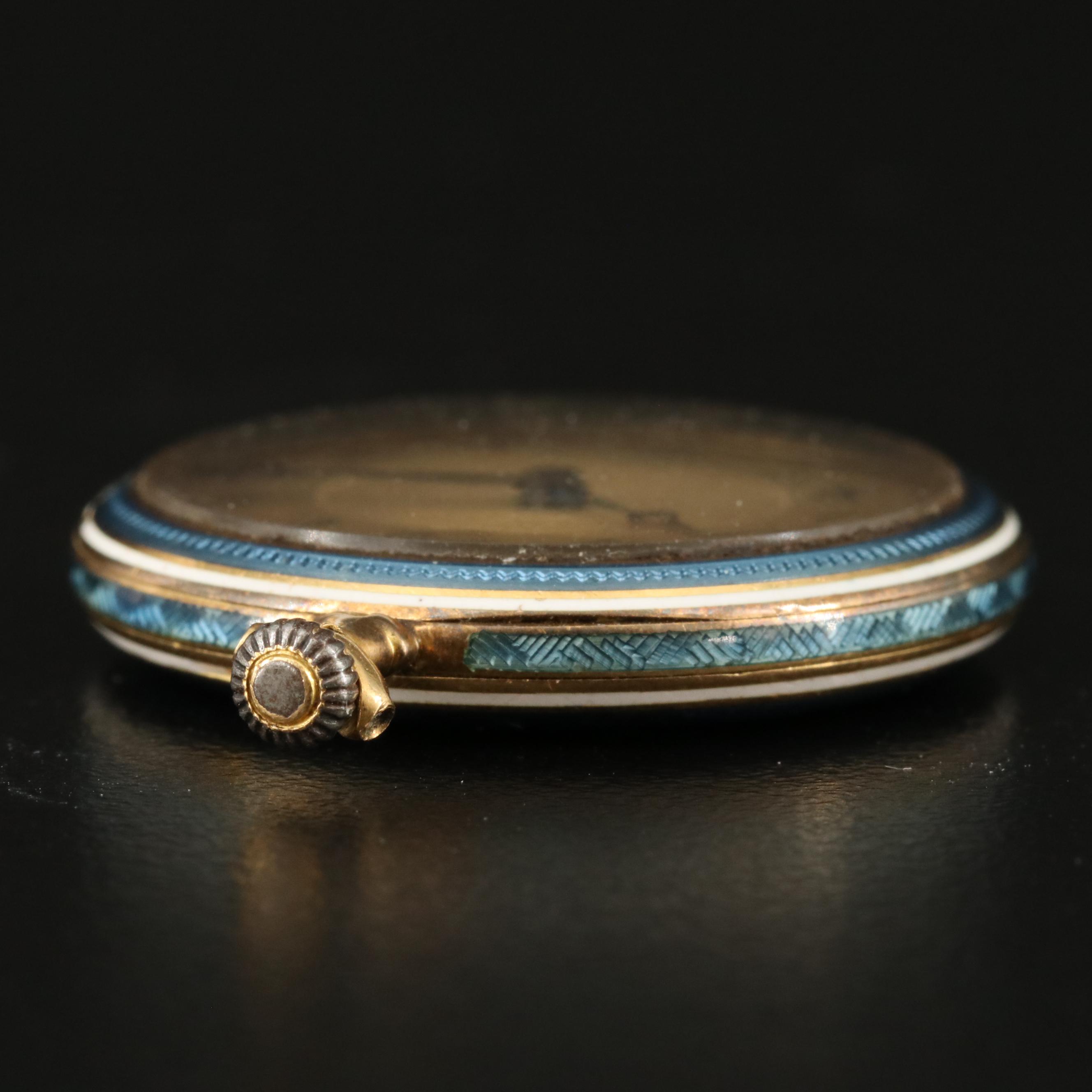 Verger 18K and Enamel Vintage Pendant Watch