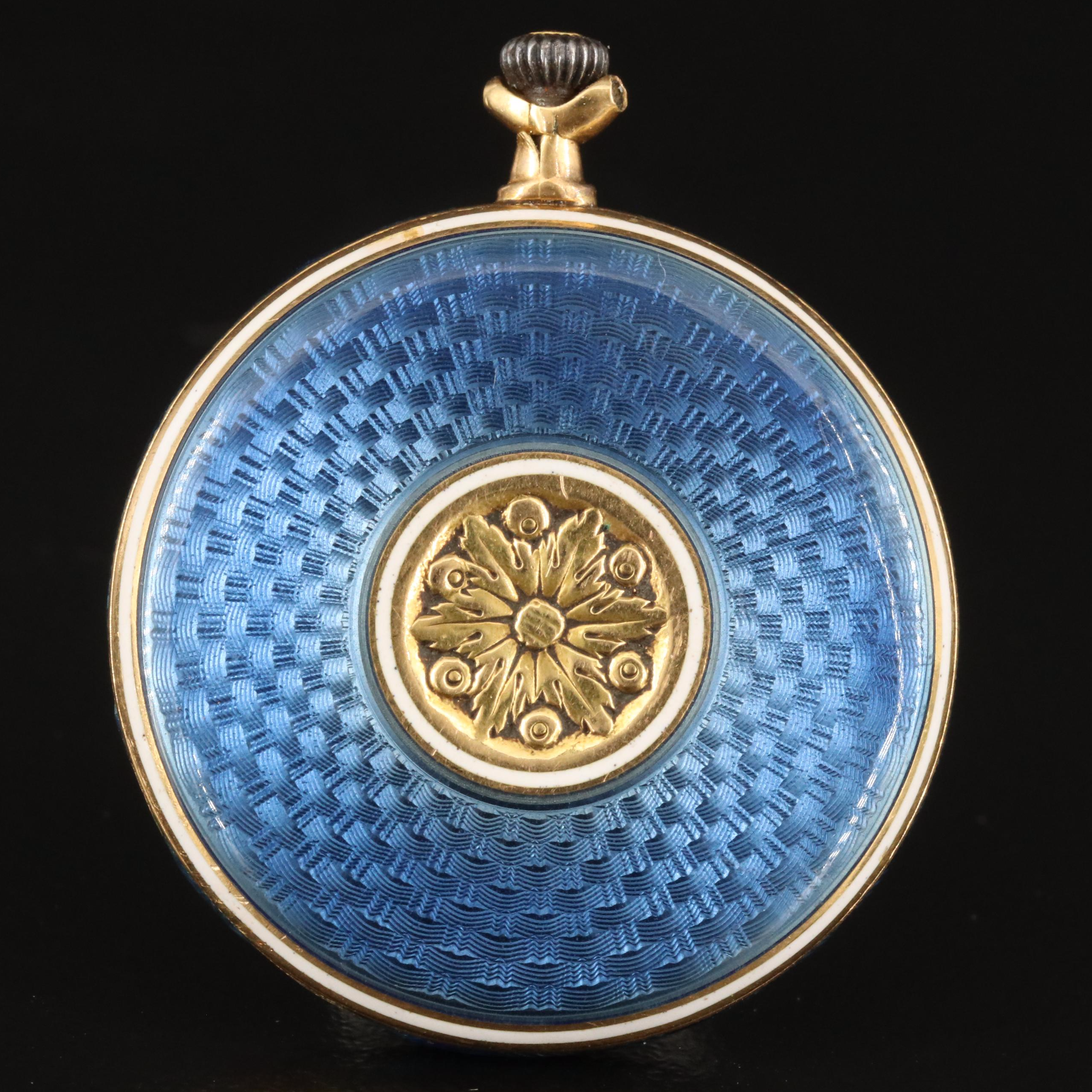 Verger 18K and Enamel Vintage Pendant Watch