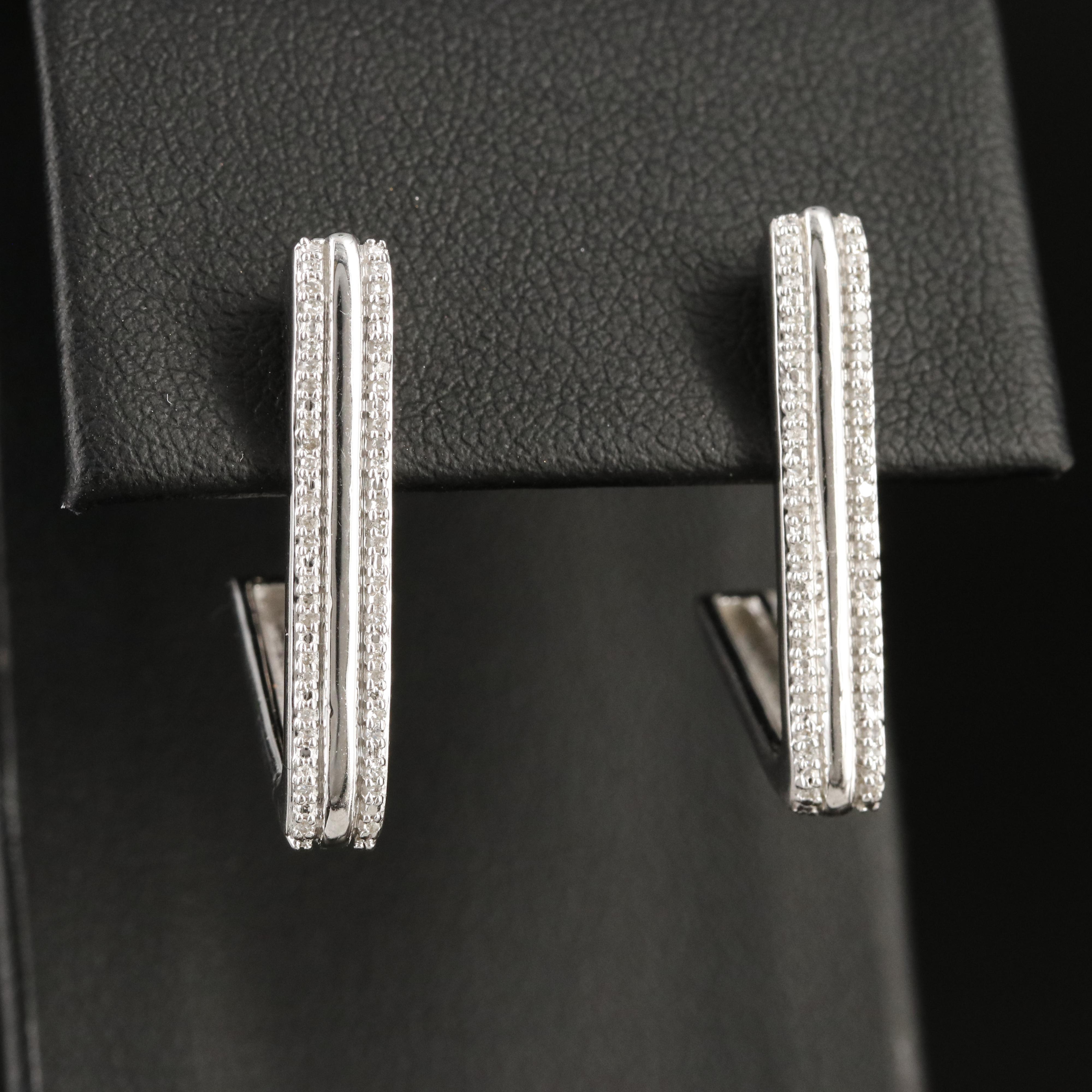 Sterling Diamond JHoop Earrings