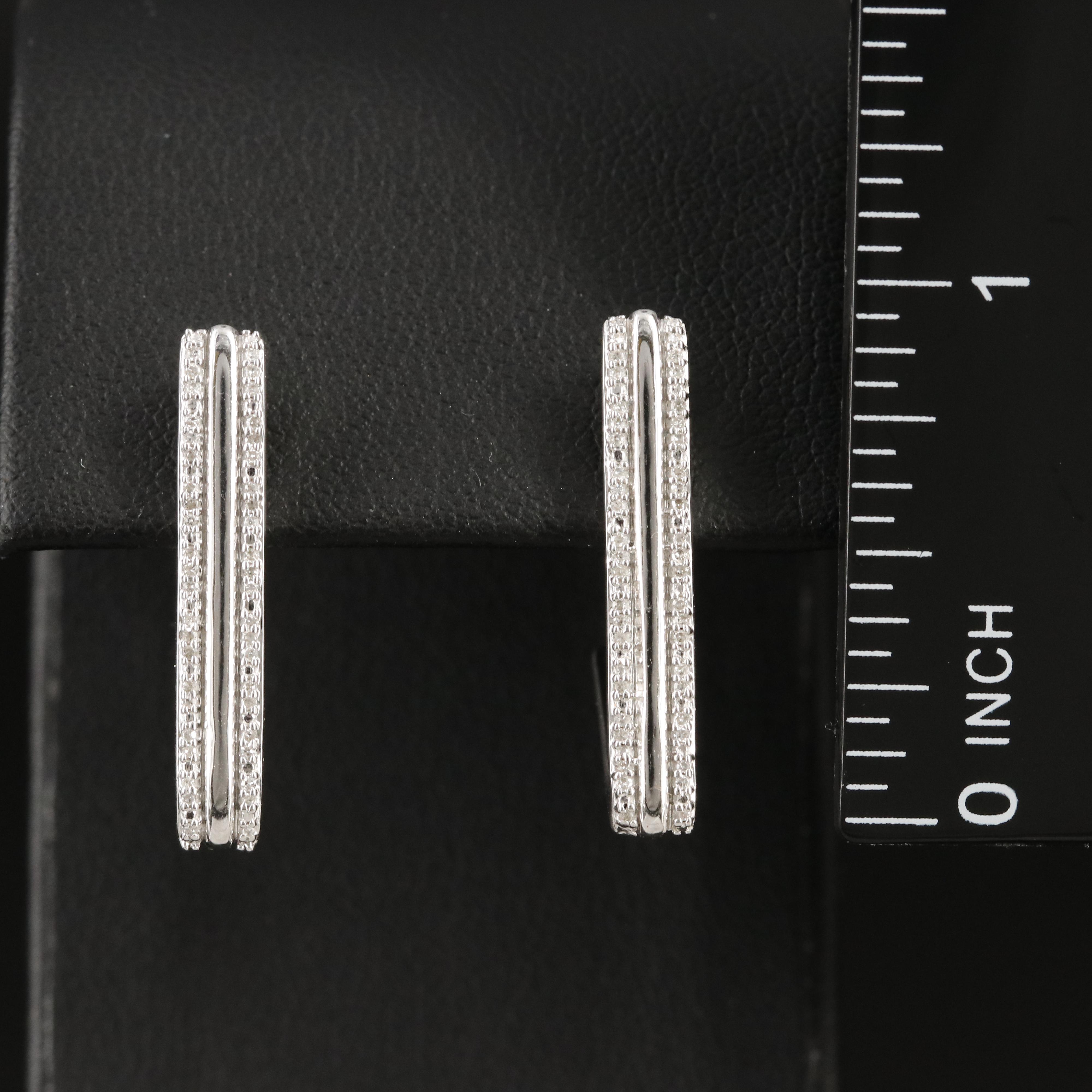 Sterling Diamond JHoop Earrings