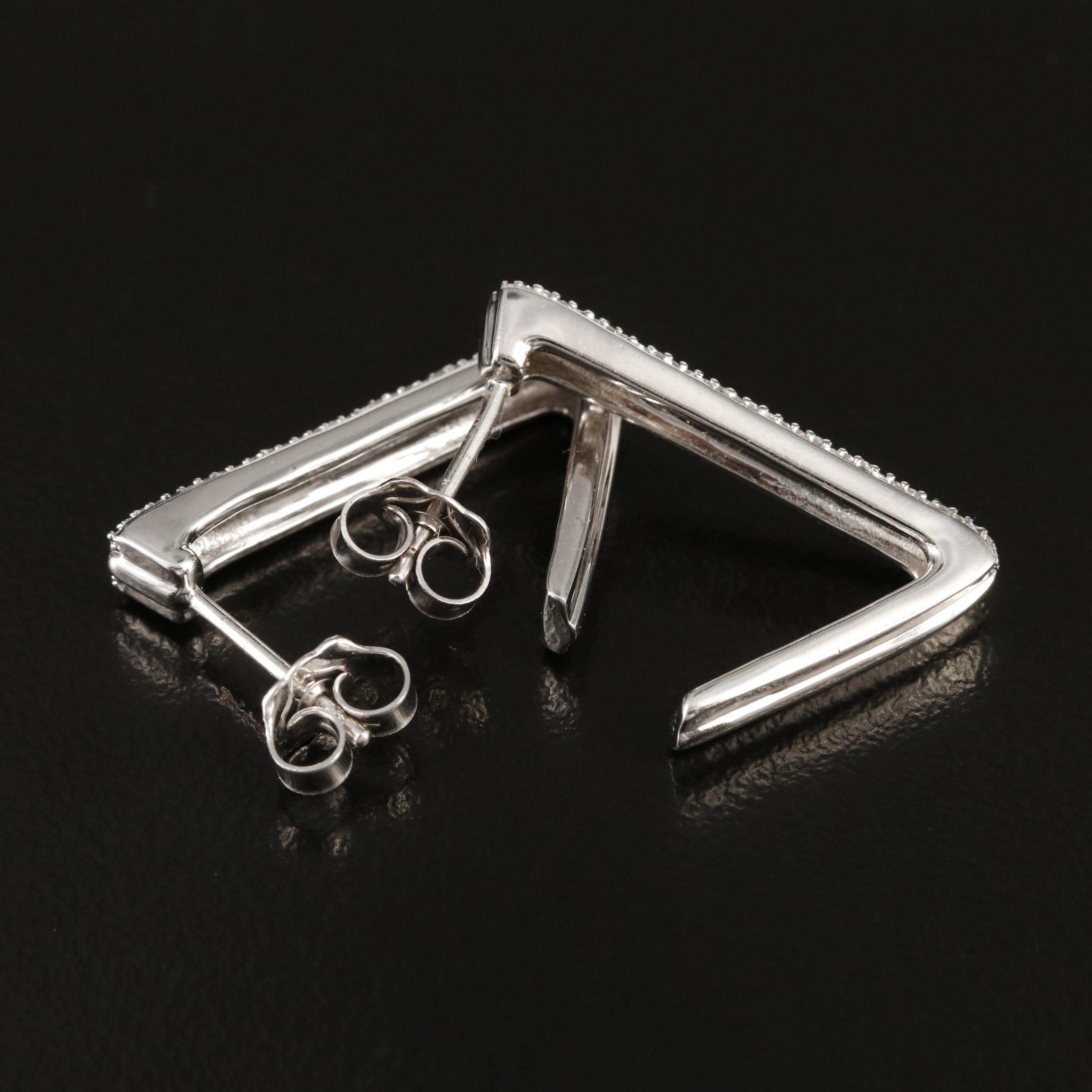 Sterling Diamond JHoop Earrings