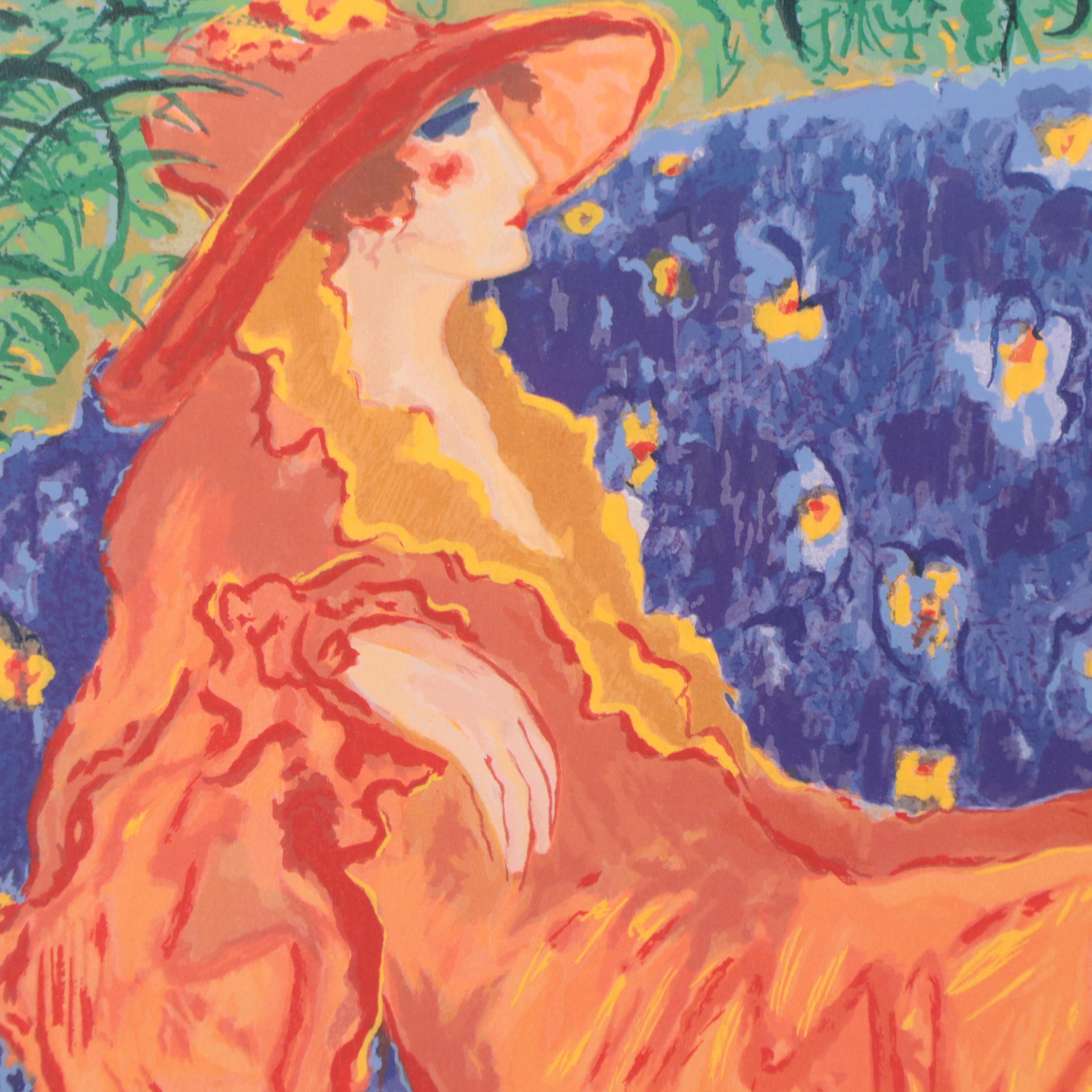 Barbara A. Wood Offset Lithograph "The Orange Dress"
