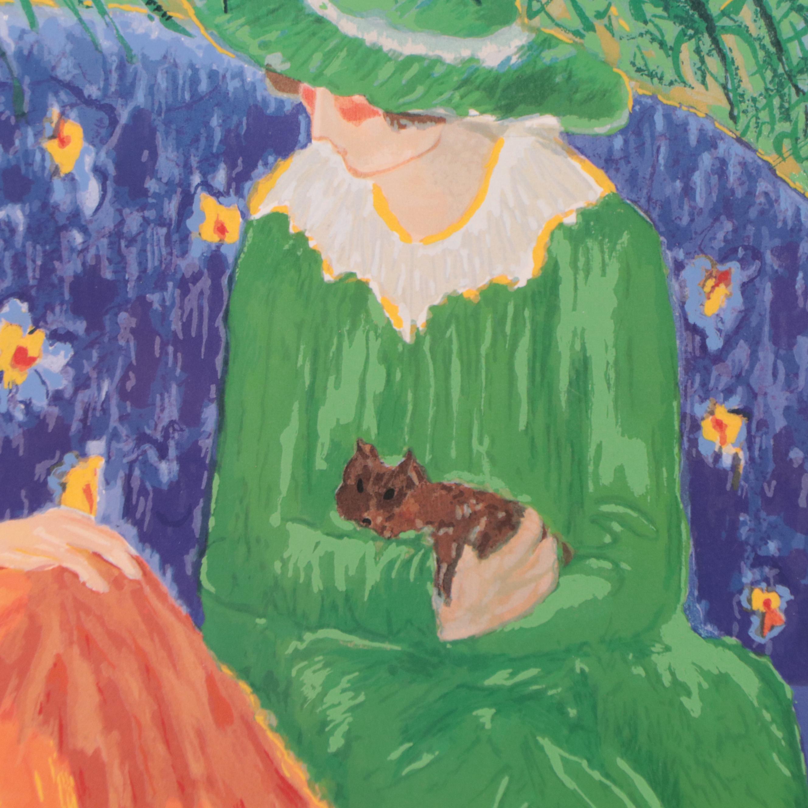 Barbara A. Wood Offset Lithograph "The Orange Dress"