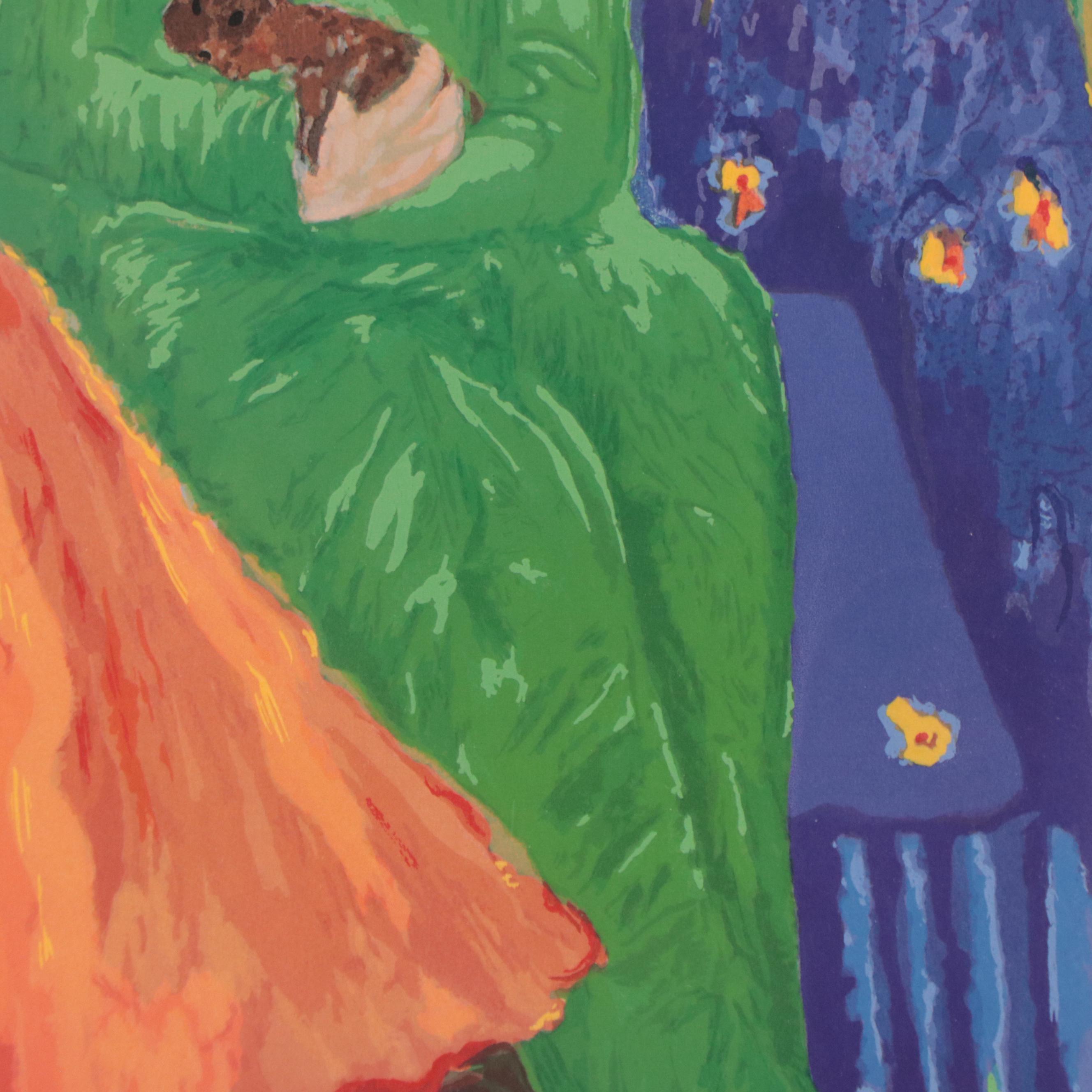 Barbara A. Wood Offset Lithograph "The Orange Dress"
