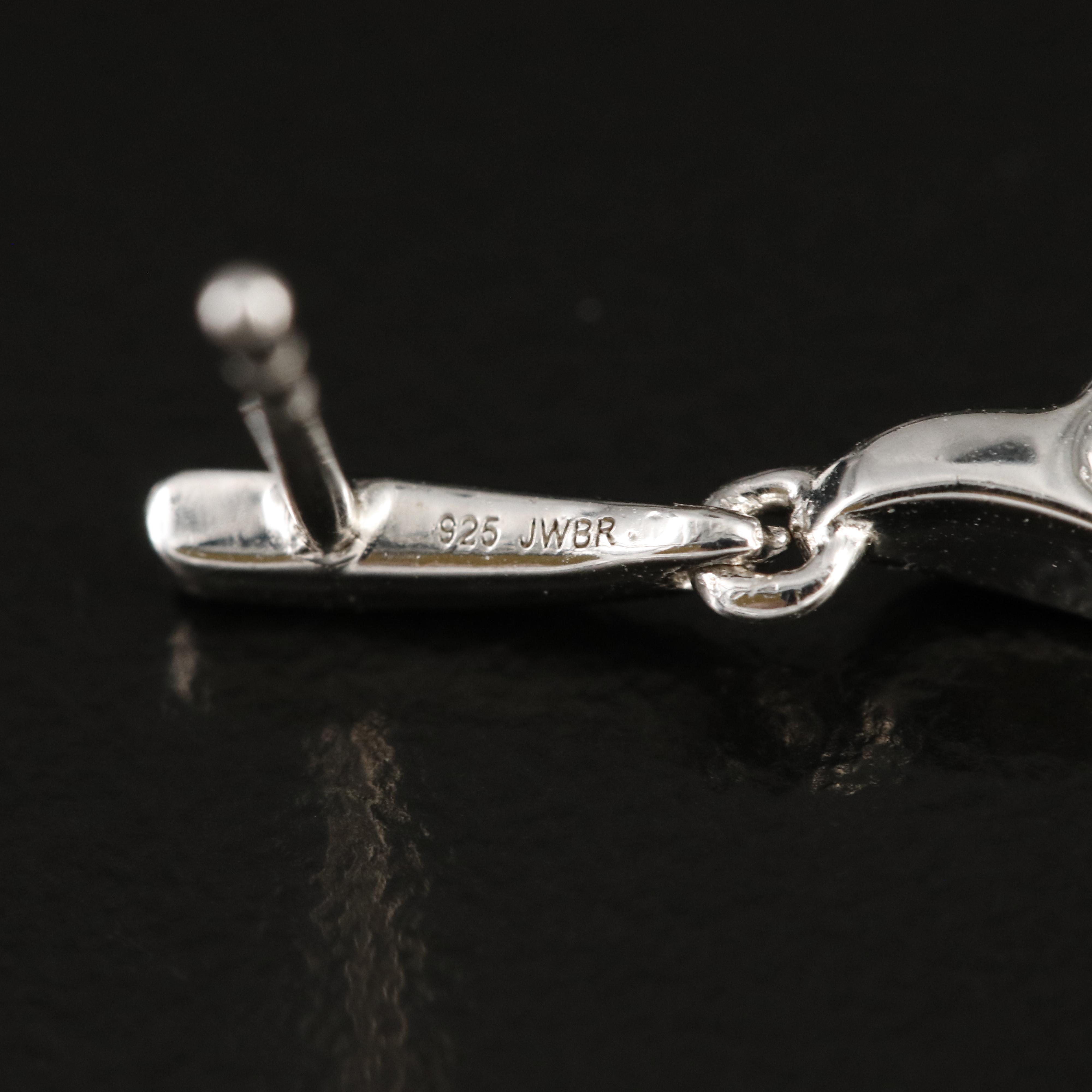 Sterling Diamond Scroll Earrings