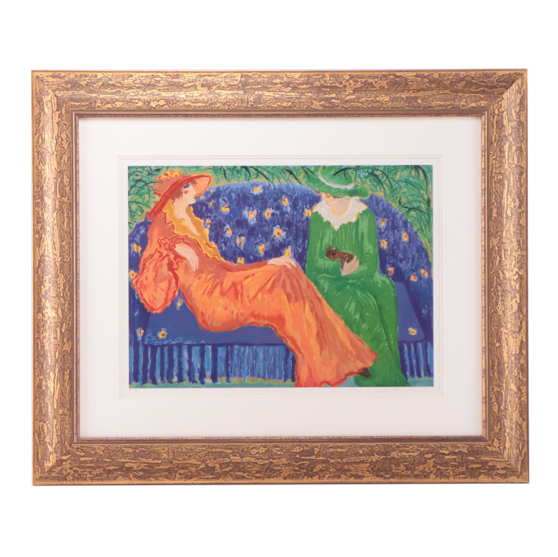 Barbara A. Wood Offset Lithograph "The Orange Dress"