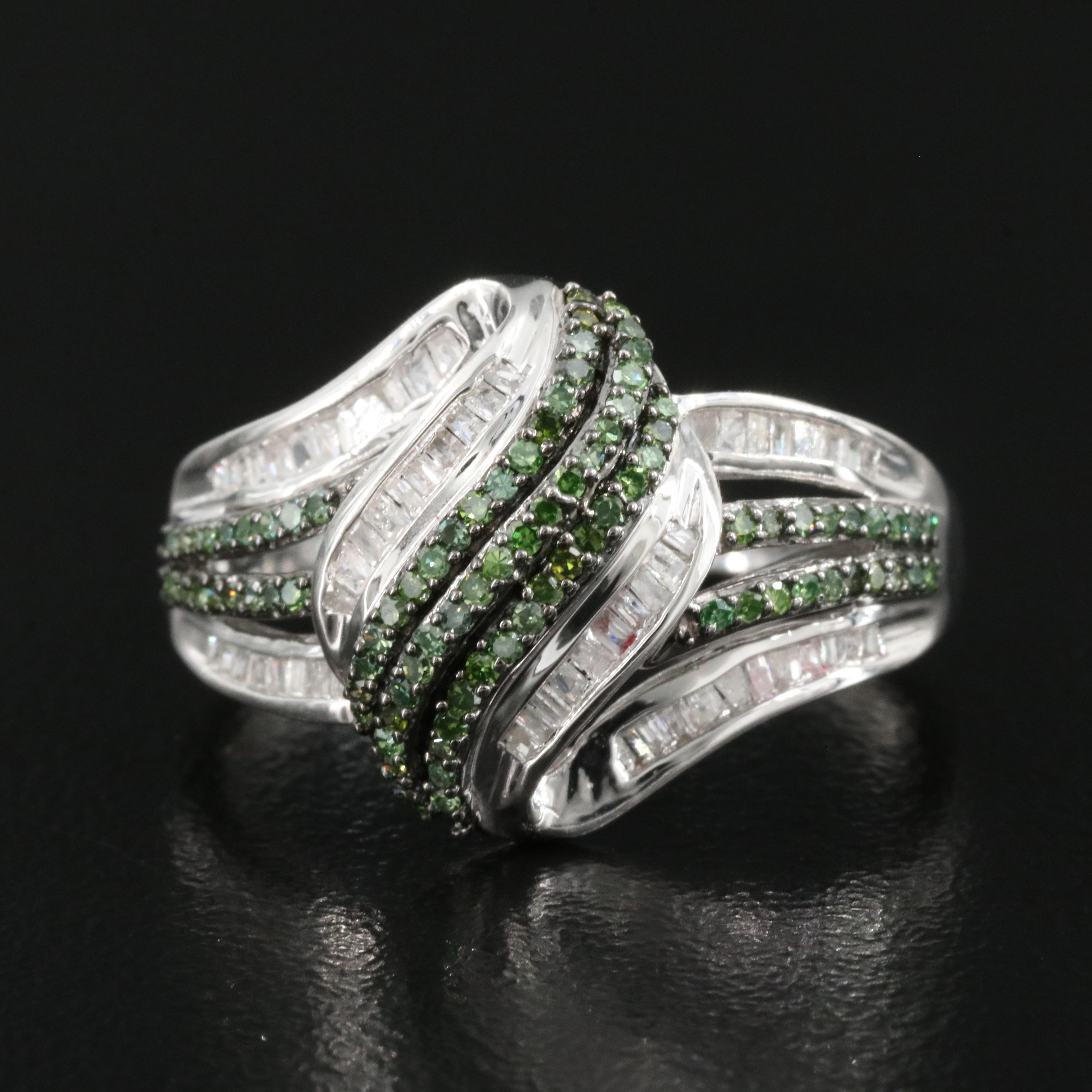 Sterling Diamond Crossover Ring