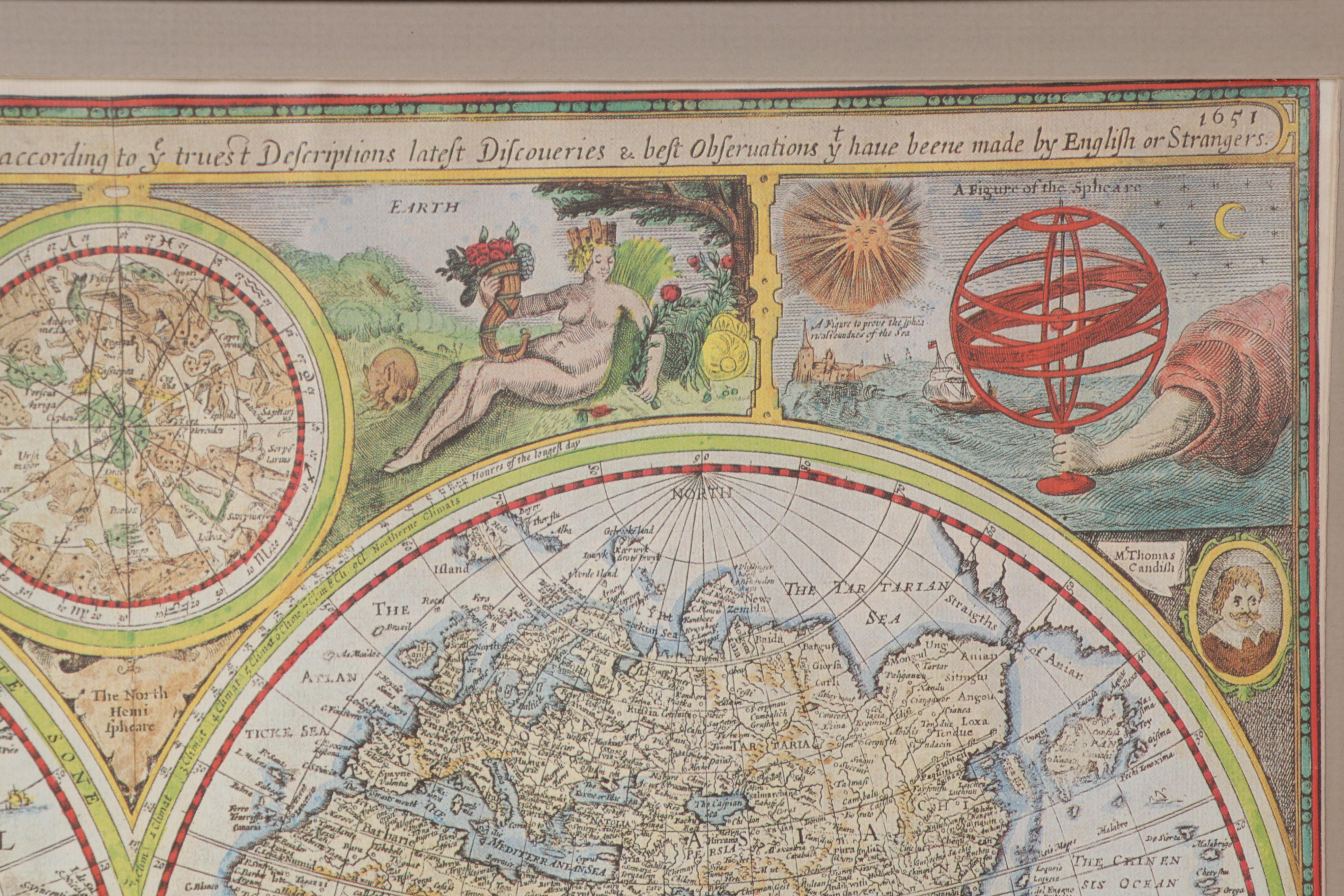 Offset Lithograph Map After John Speed "A New and Accurat Map of the World"