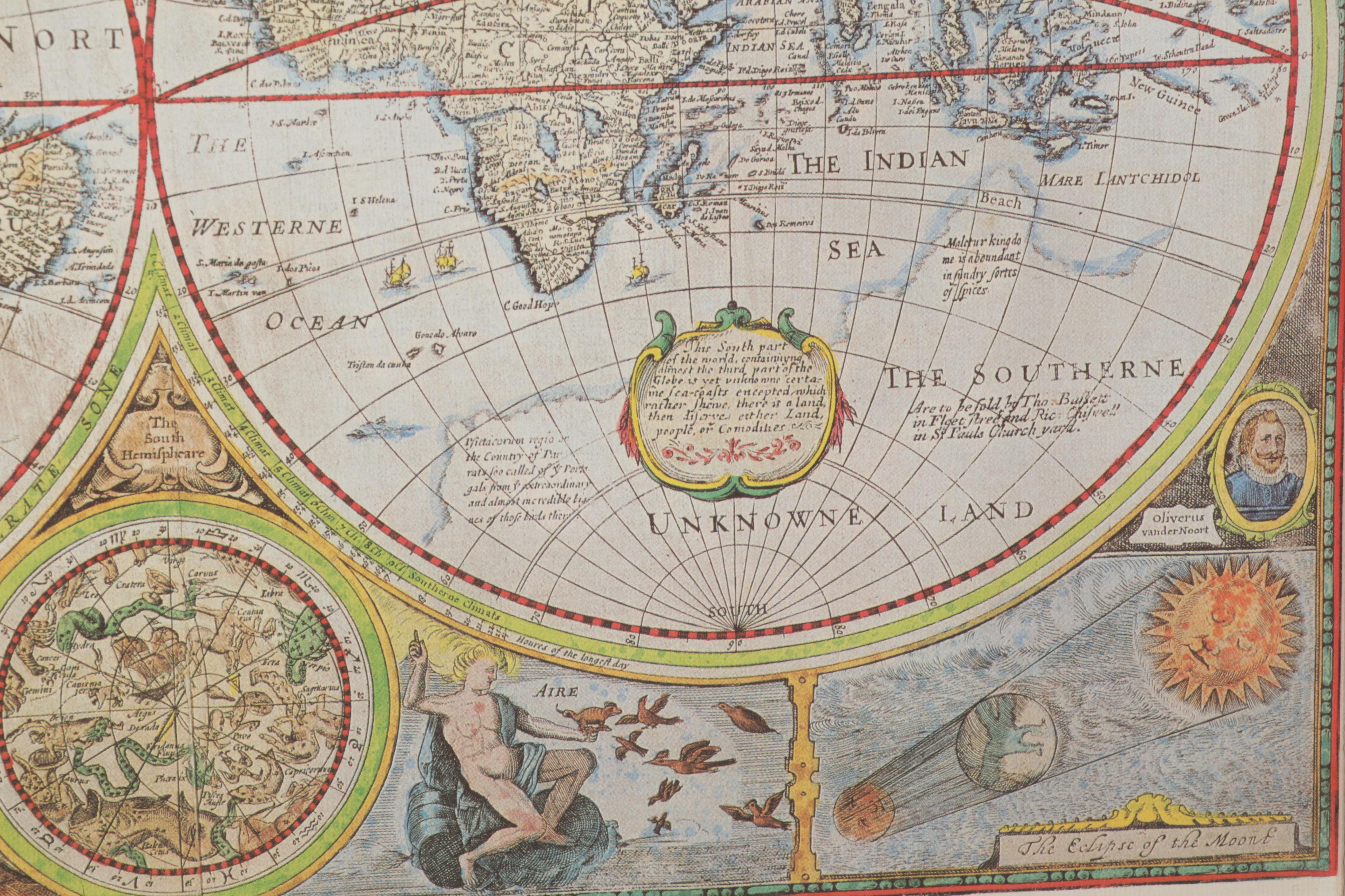 Offset Lithograph Map After John Speed "A New and Accurat Map of the World"