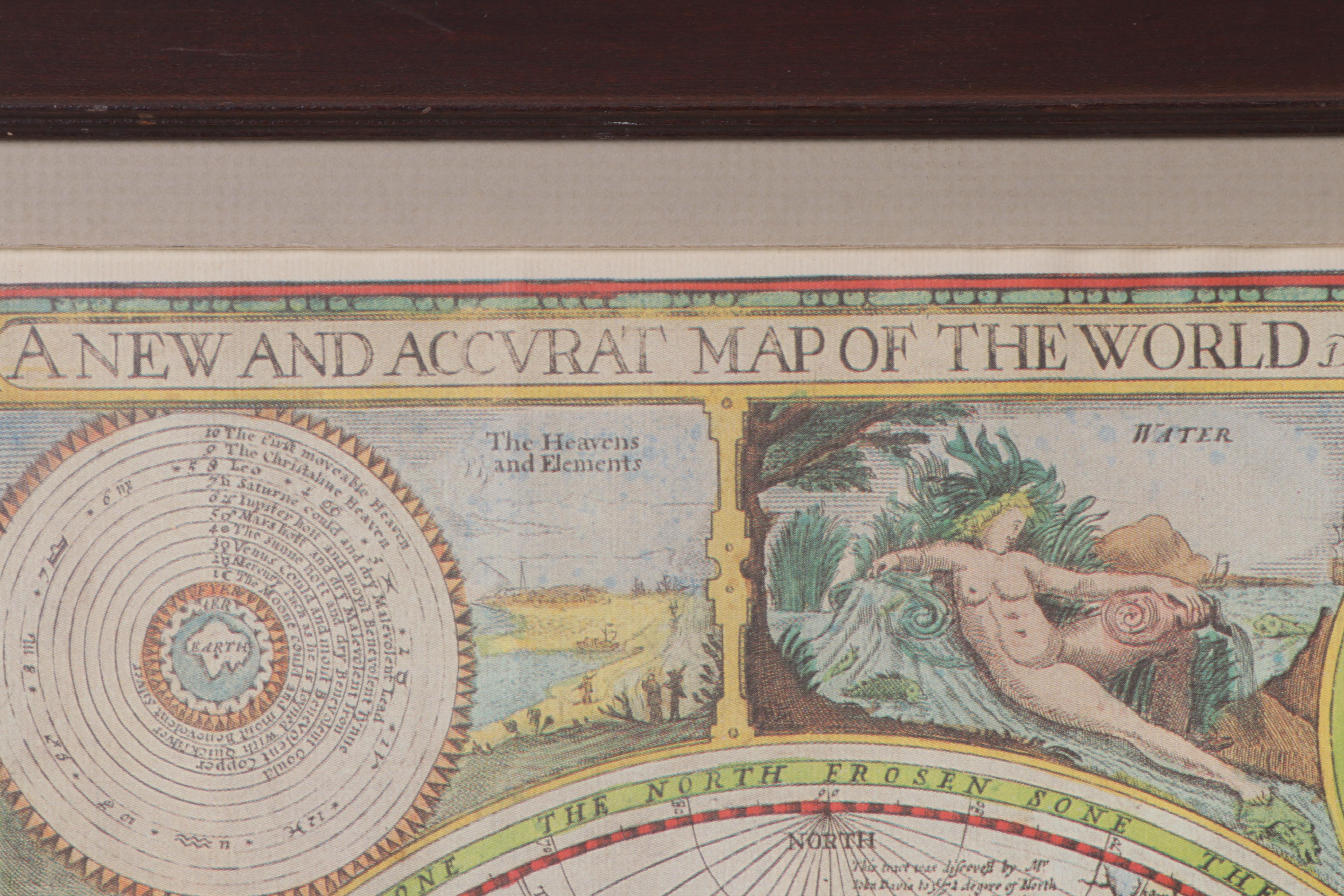 Offset Lithograph Map After John Speed "A New and Accurat Map of the World"