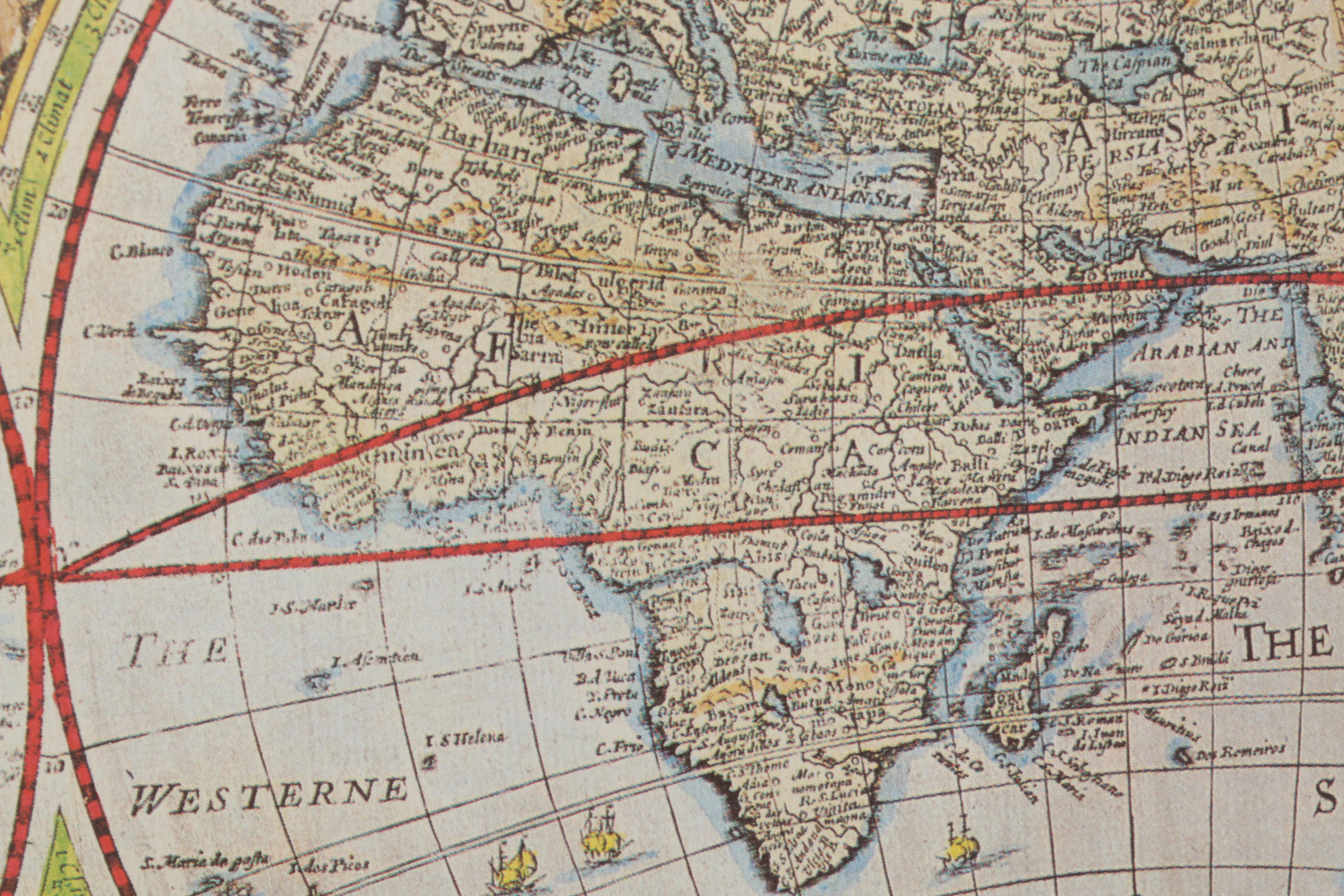 Offset Lithograph Map After John Speed "A New and Accurat Map of the World"