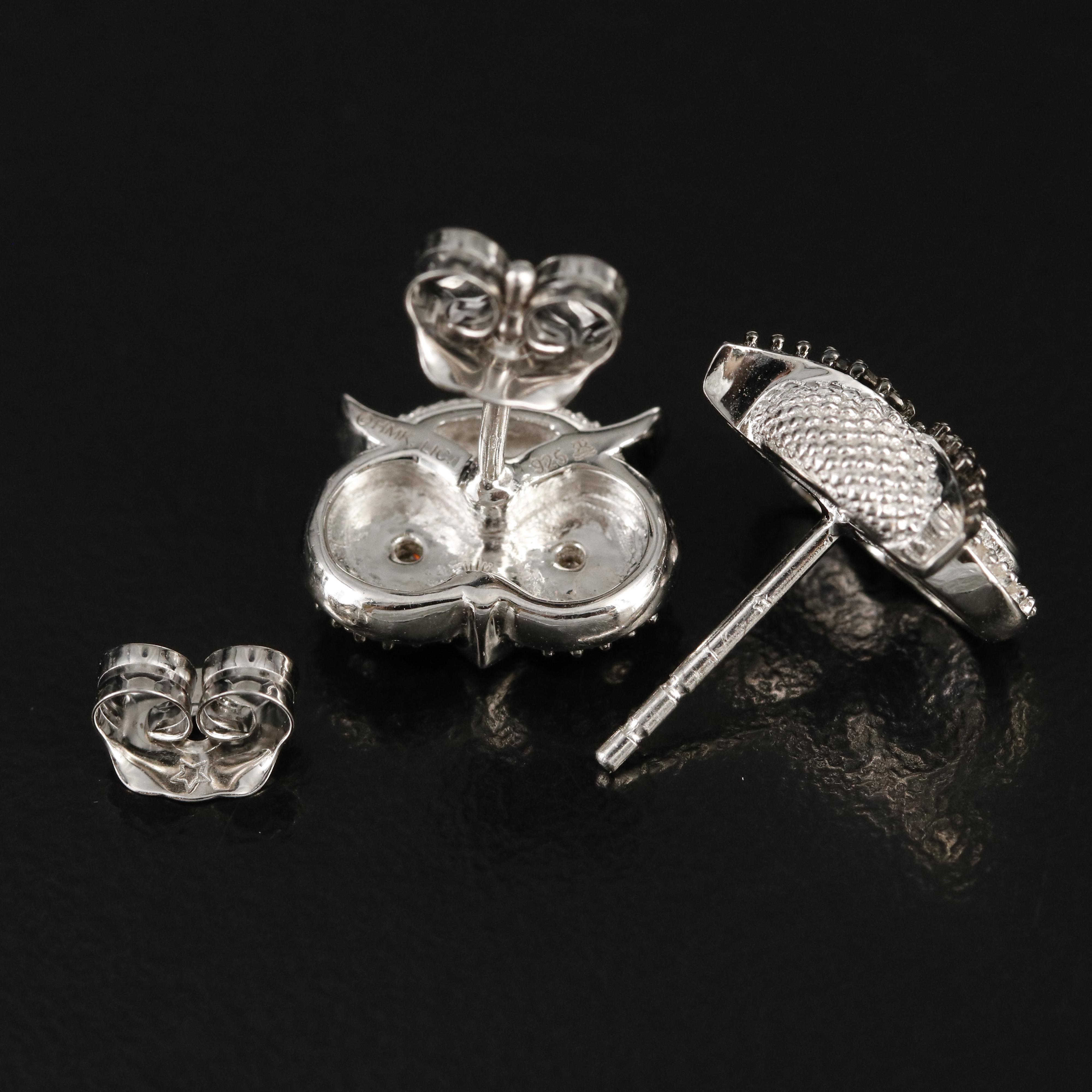 Hallmark Sterling Diamond Owl Stud Earrings