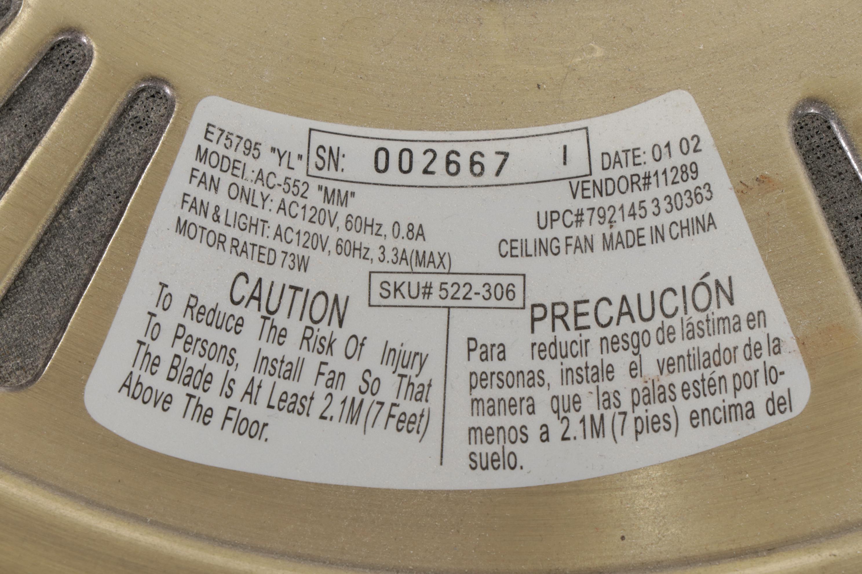 Hampton Bay Brushed Brass and Walnut Finish Ceiling Fan