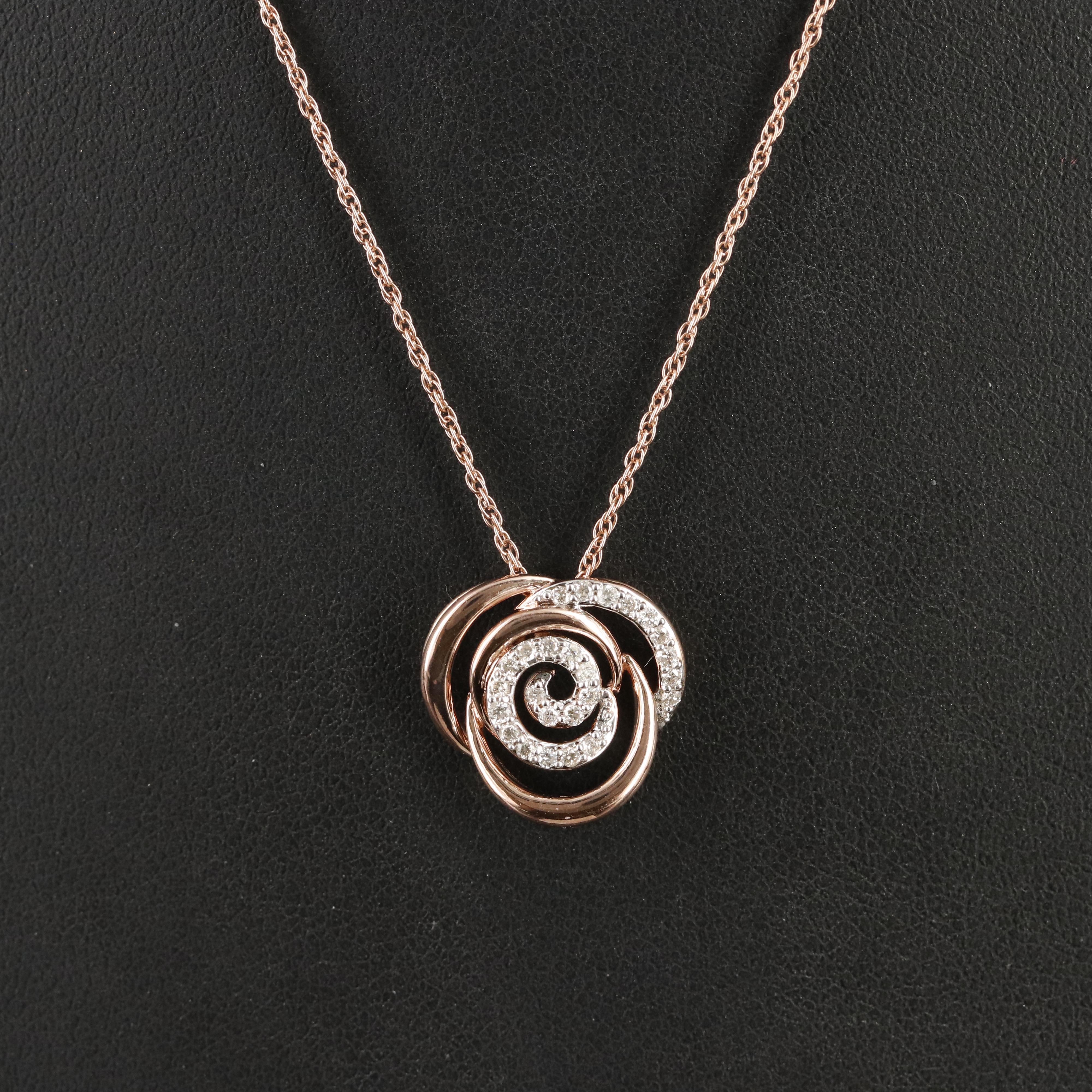 Sterling Diamond Spiral Pendant Necklace