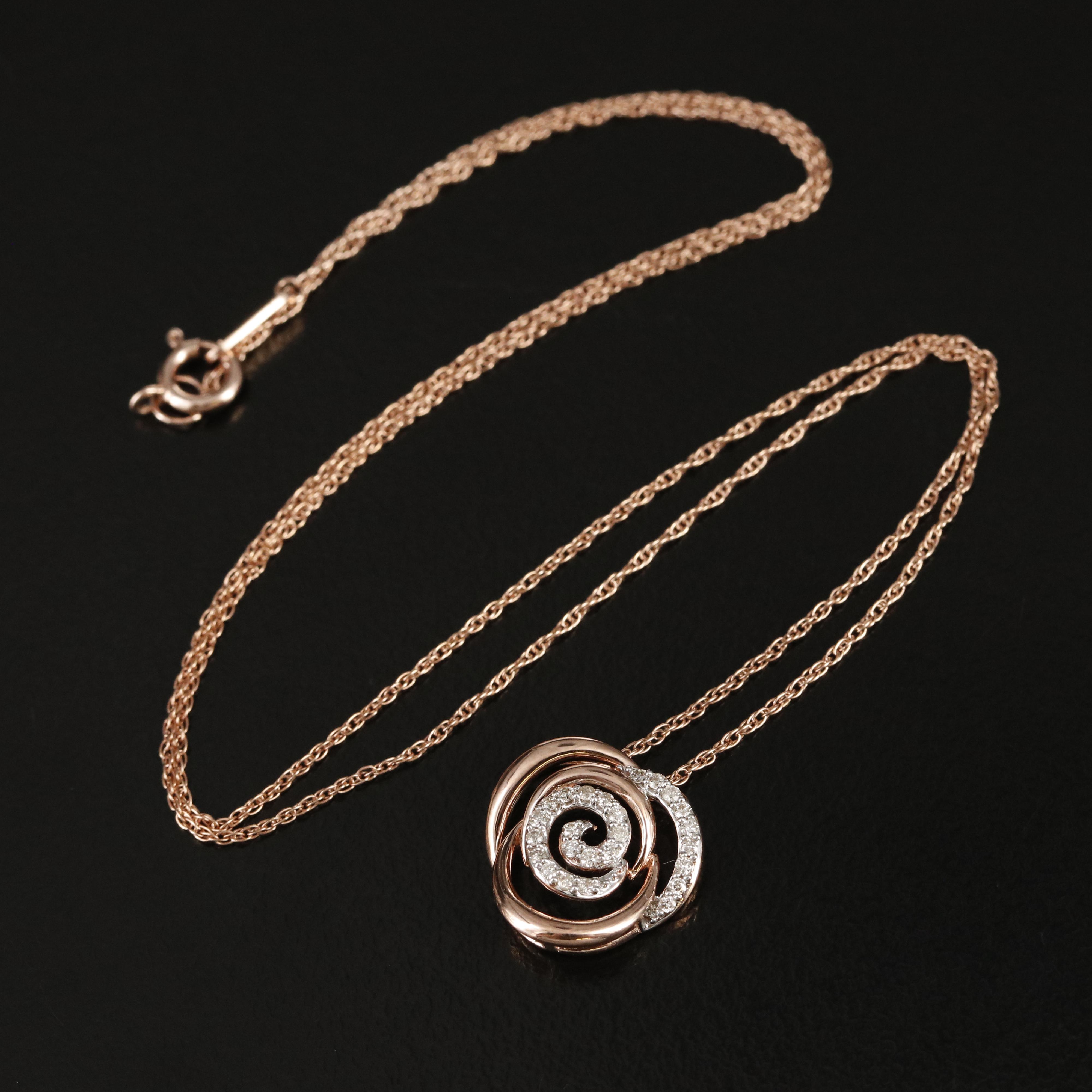 Sterling Diamond Spiral Pendant Necklace