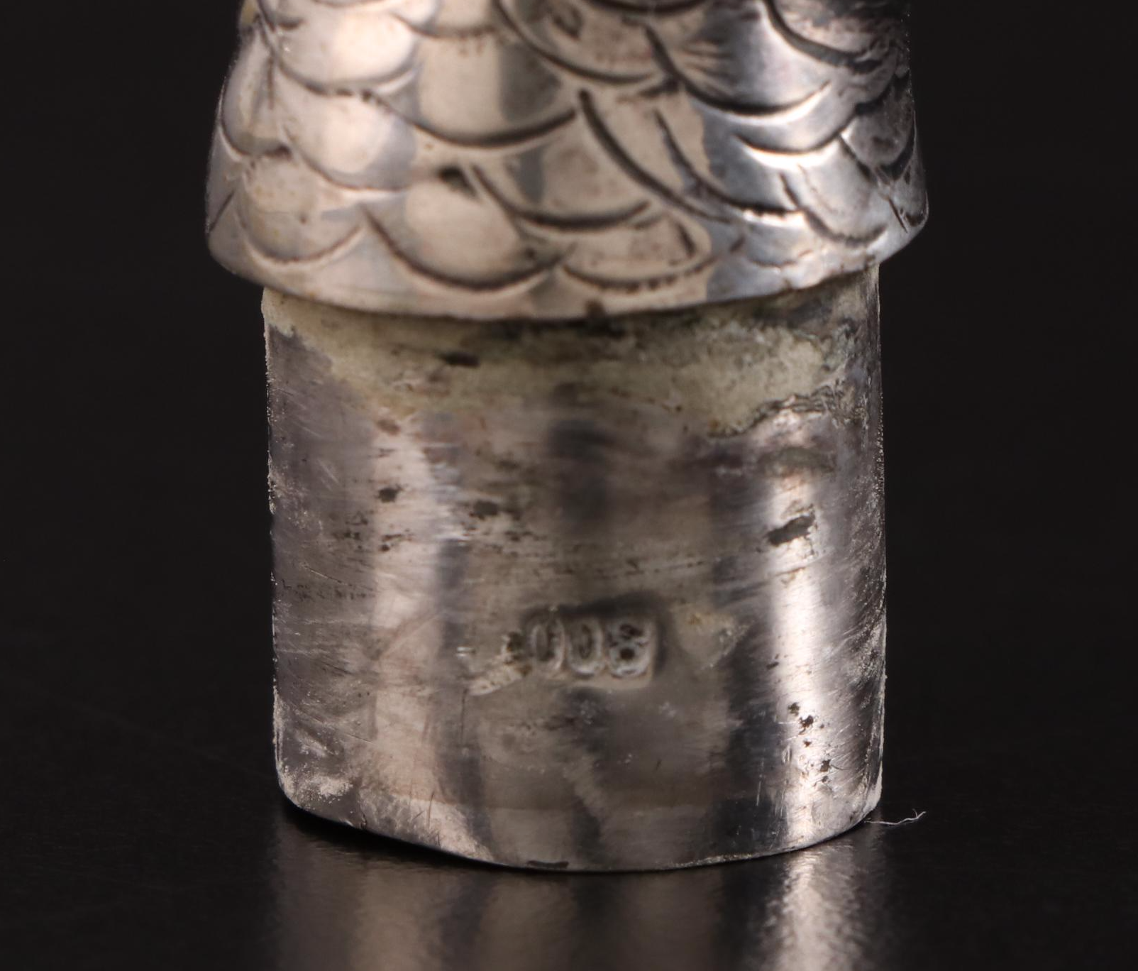 Pair of German 800 Silver Figural Pheasants, Early 20th Century