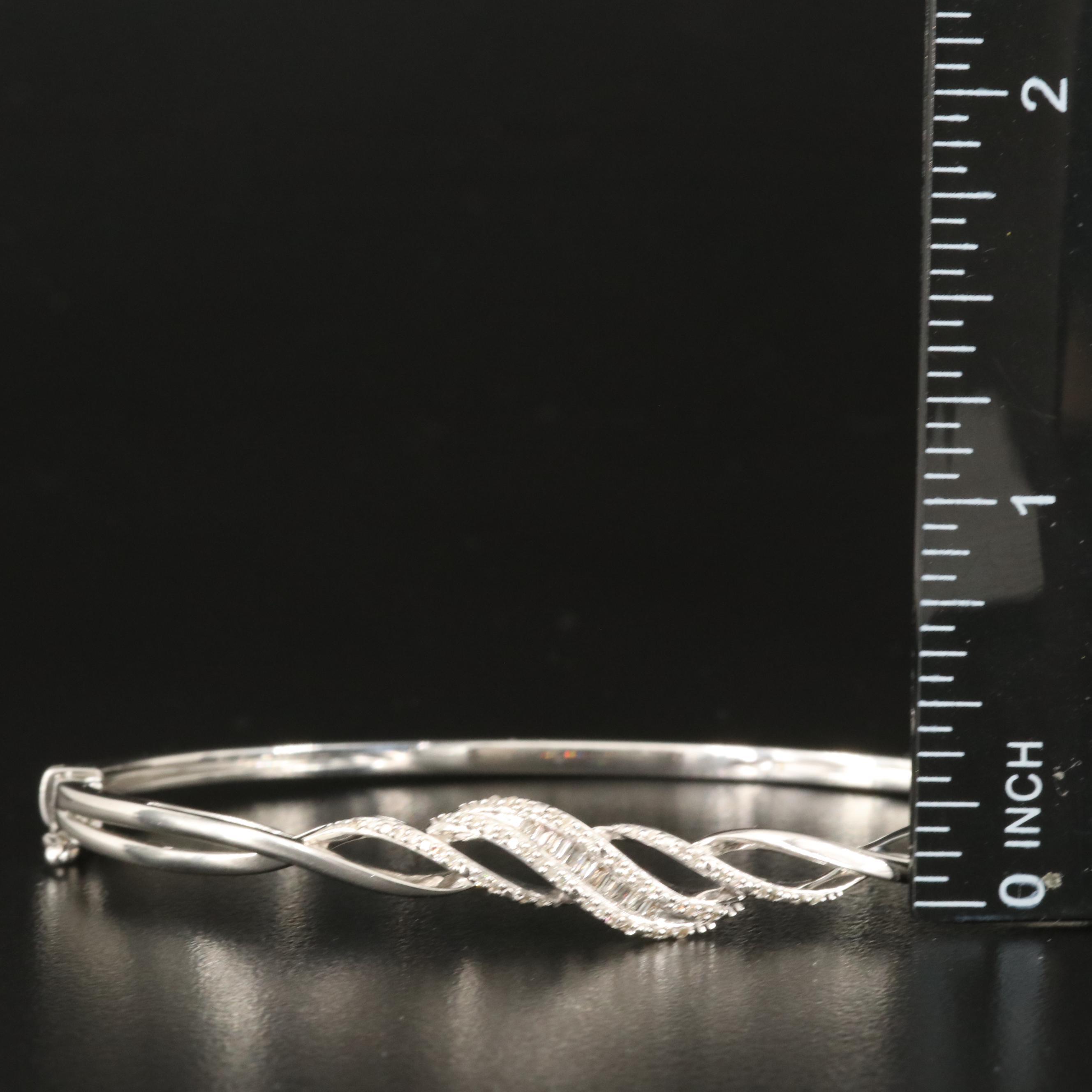 Sterling Diamond Hinged Bangle
